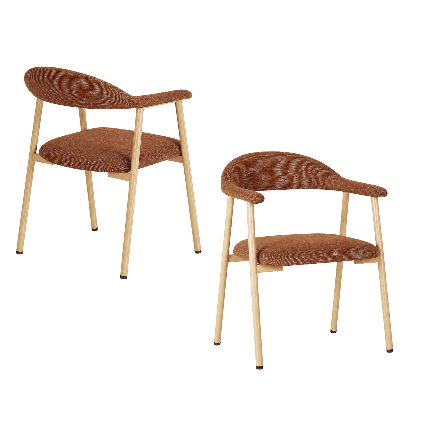 Alvantor Chairs Set of 2, A Modern Kitchen Side Chair Set with Curved Backrests and Linen Upholstery, Accompanied by Metal Decorative Chairs for Dining Room Kitchen Living Room Cafe