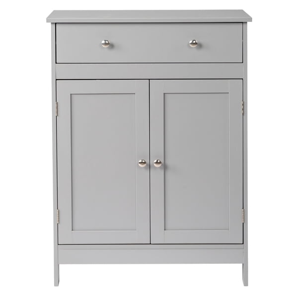 Alvantor Gabinete de Almacenamiento de Baño Independiente 2 Puertas 1 Cajón Repisa Ajustable 23.6" An x 11.8" Pr x 31.5" Al Gris