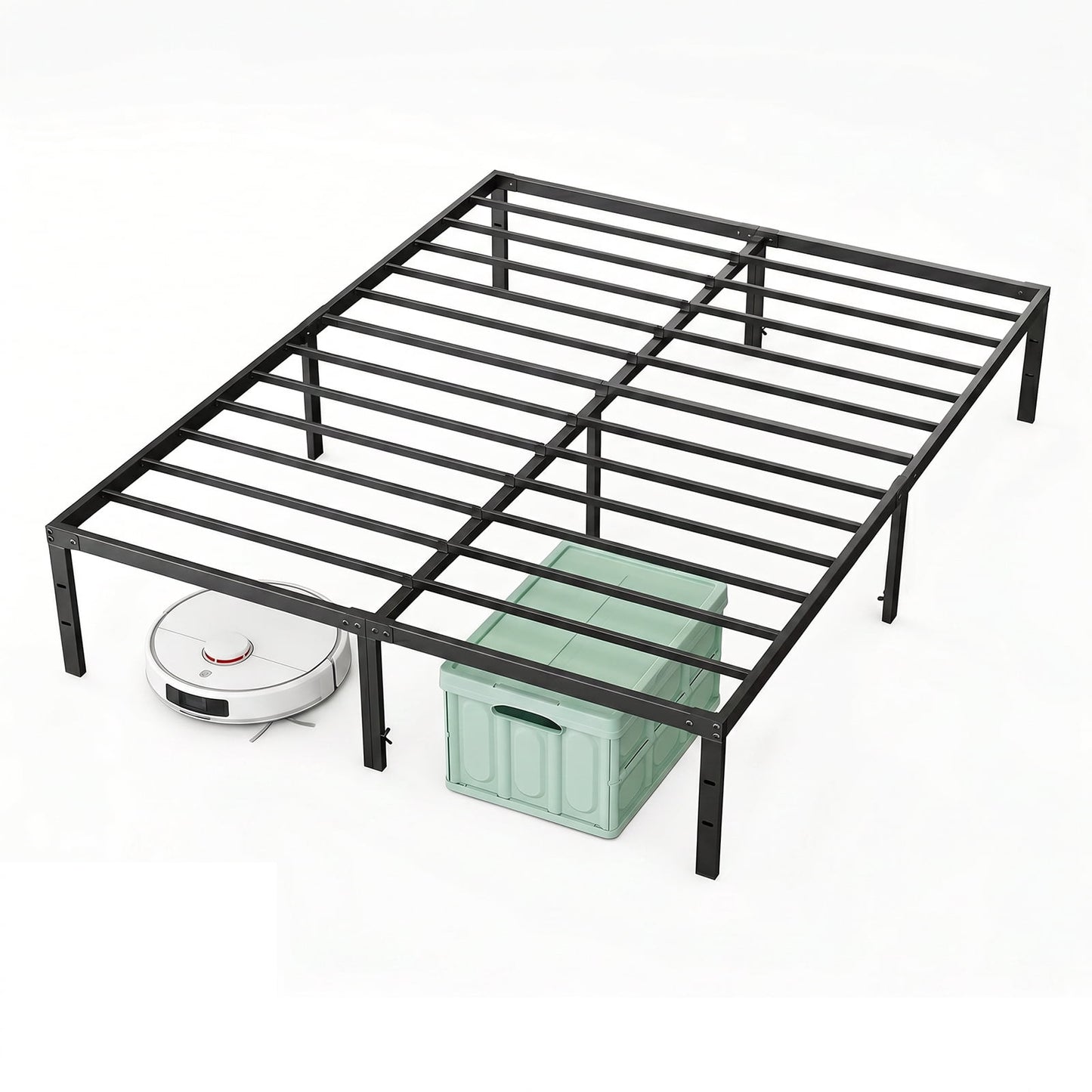 Alvantor Metal Bed Frame 12 inch Tall, Sturdy Mattress Foundation, Black