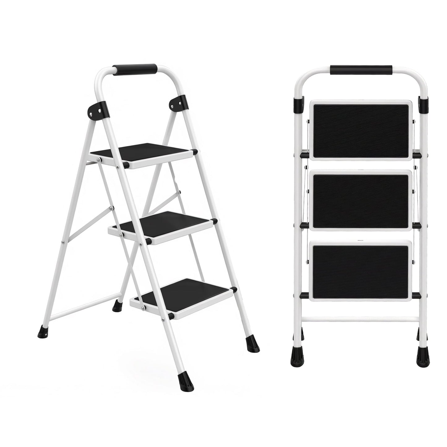 Alvantor Step Ladder,Ultra-Thin Folding Step Stools 330 lbs Capacity, 2-Inch Thin for Storage, Anti-Slip Pedals & Handrails, Sturdy Steel for Home