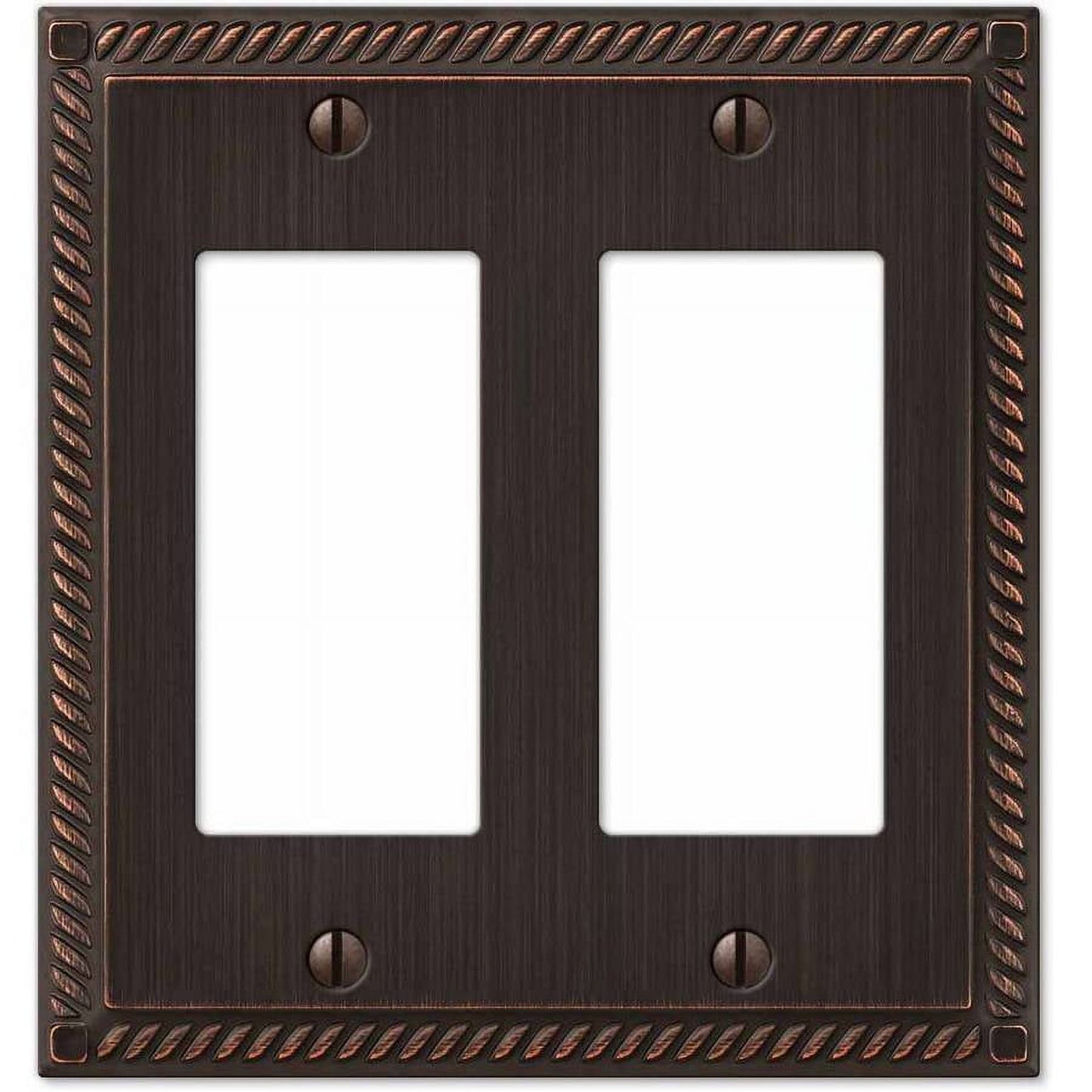 Amerelle 54RRVB Georgian Tumbled Wallplate, 2 Rocker, Cast Metal, Aged Bronze, 1-Pack