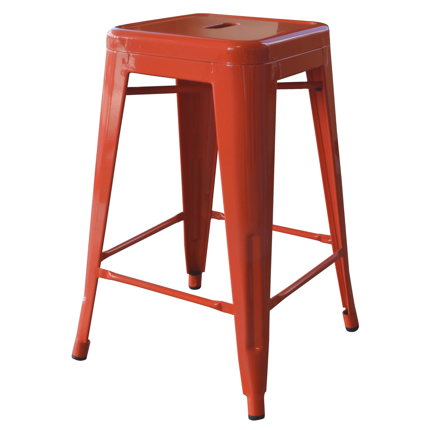 AmeriHome Loft 24" Metal Bar Stool, Orange for Kitchen, Bar, Garage, Office