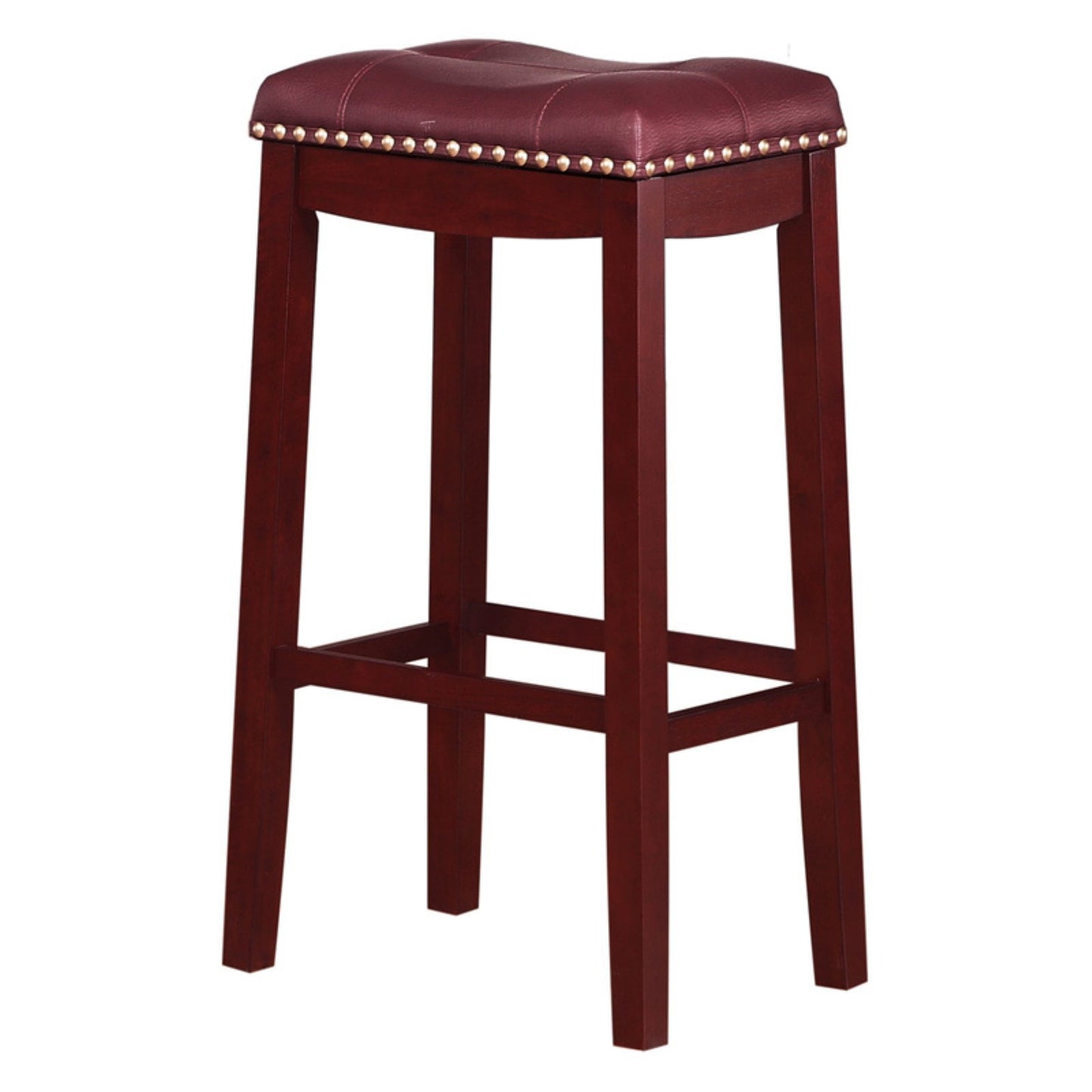 Angel Line Cambridge 29" Padded Saddle Stool, Cherry w/ Dark Red Cushion