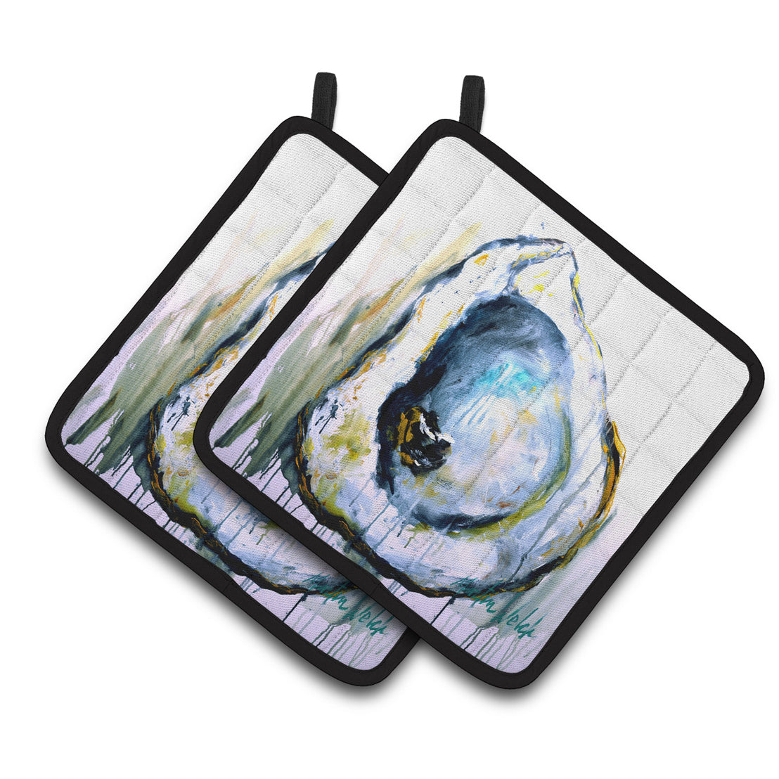 Aqua Sand Oyster Pair of Pot Holders