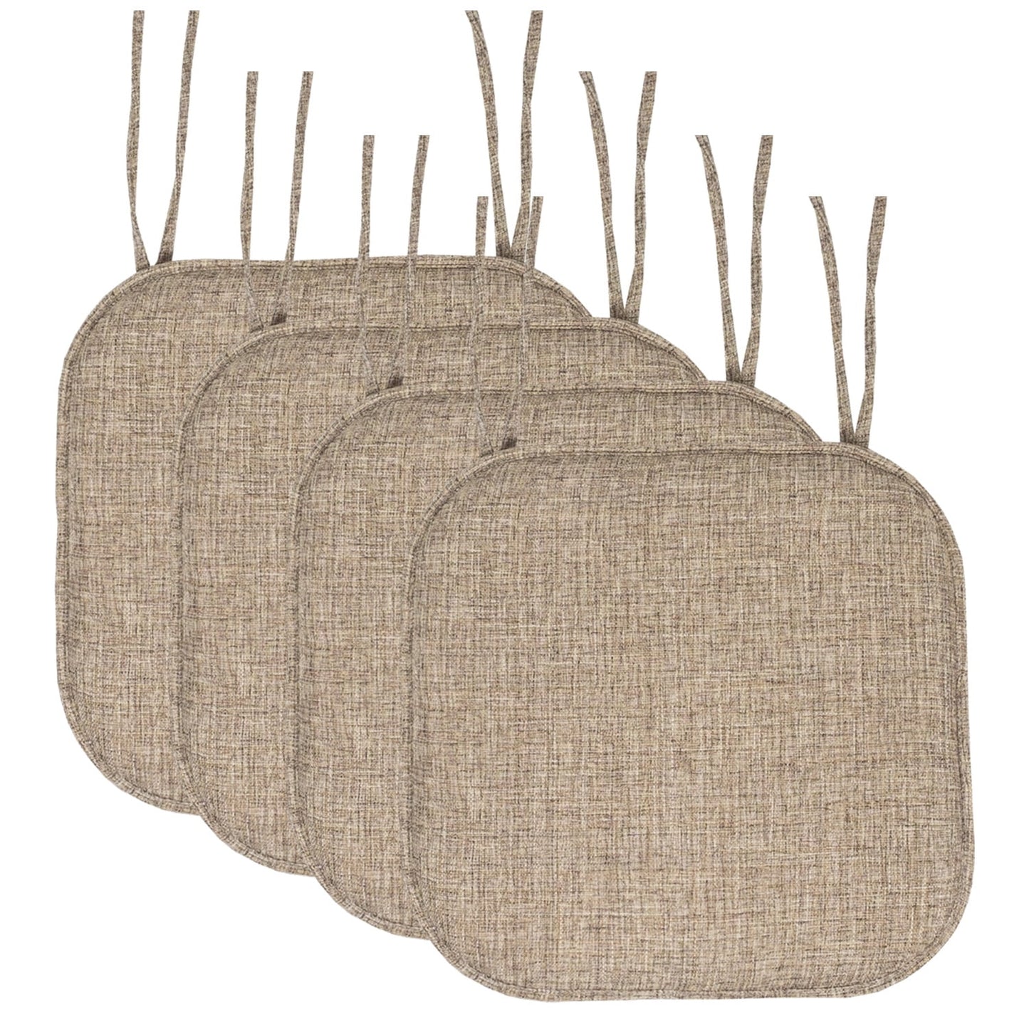 Aria Memory Foam Non-Slip Chair Cushion Pad with Ties 4 Pack - Multi Brown