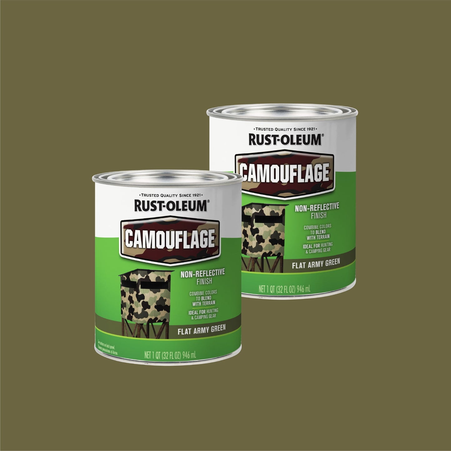 2 Pack, Army Green, Rust-Oleum Specialty Camouflage Spray Paint-379561, 1 qt