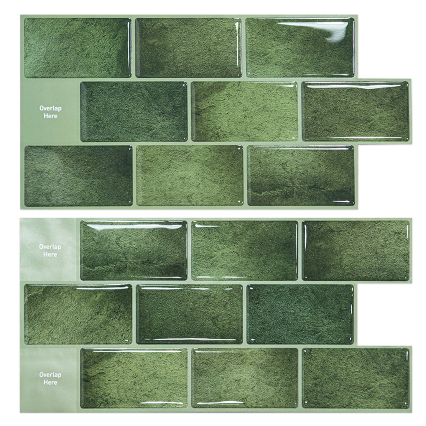 Art3d 20-Pack 12" x 6" Peel and Stick Kitchen Backsplash Tile, Vinyl Stick On Subway Tile in Green
