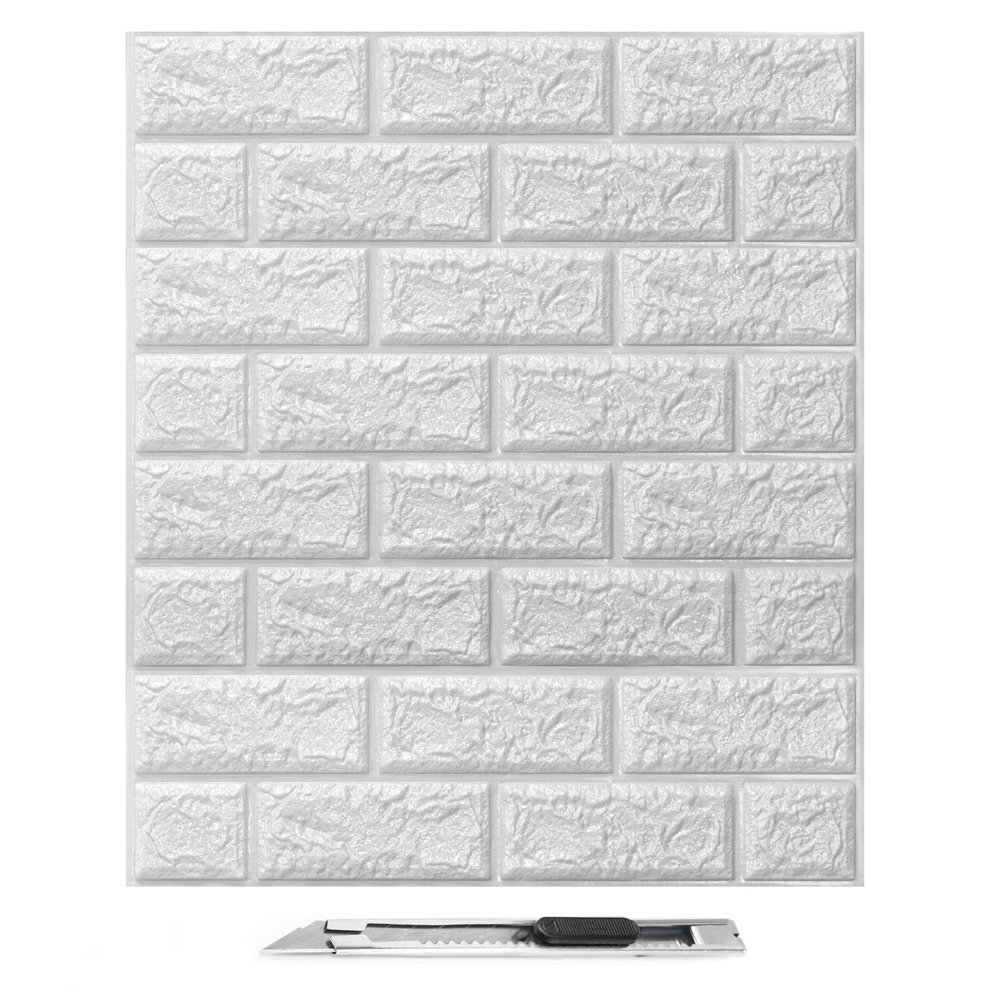 Art3d 30 Pcs 3D Wall Panels,Peel and Stick White Brick Wallpaper Faux Foam Brick(44 sq.ft)