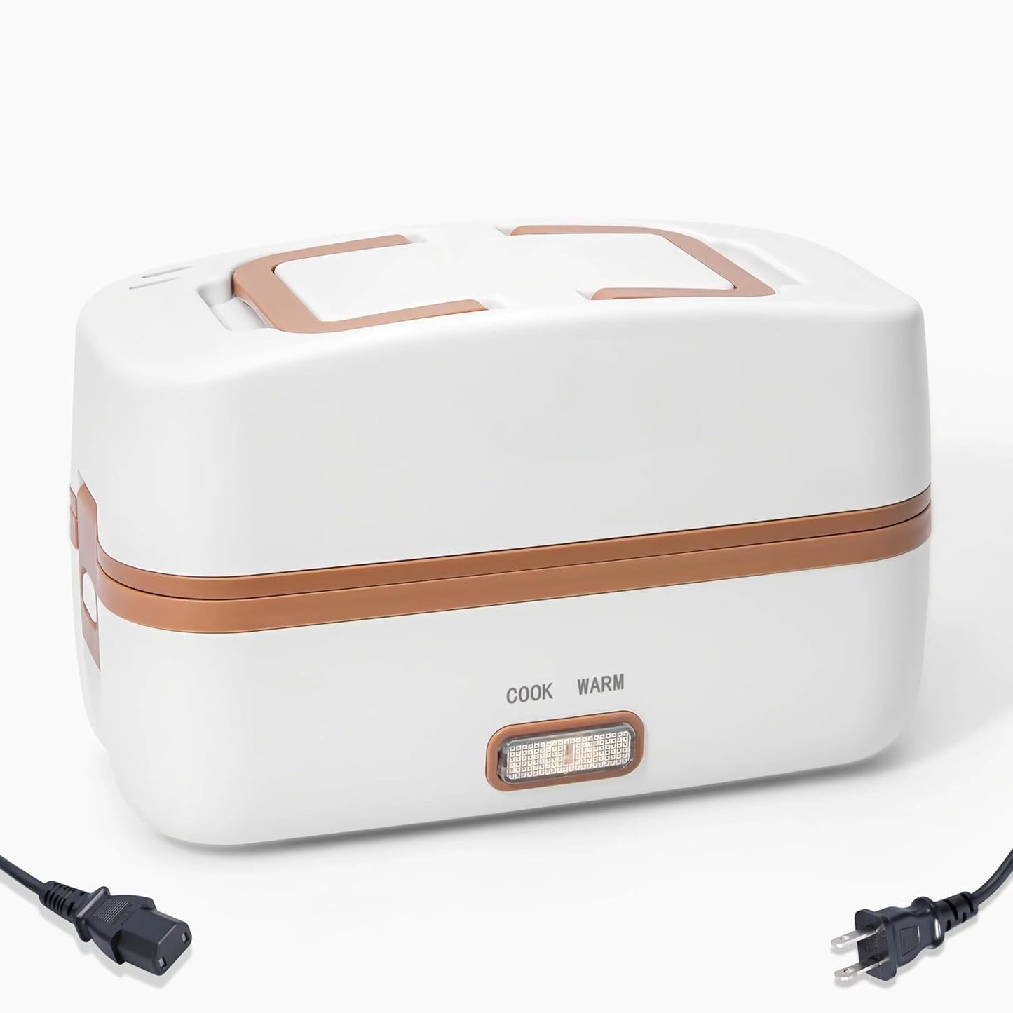 AsterOutdoor Electric Lunch Box Food Heater, 1000mL Portable Food Warmer, 304 Stainless Steel, 270W Heating Container for Work, Travel, Outdoor (Brown)