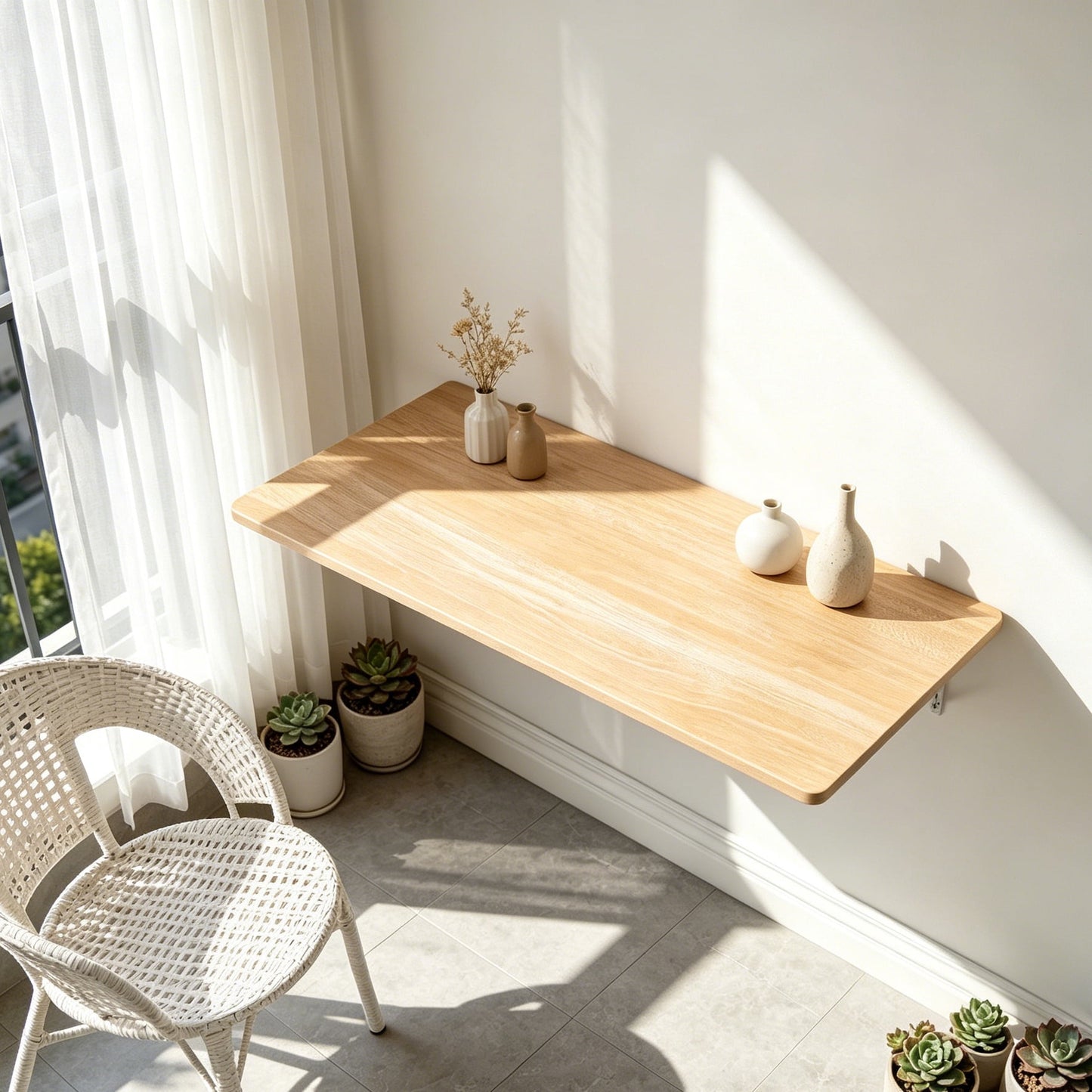 Aukfa Mesa Plegable de Pared de 31.4", Mesa Plegable de Alta Resistencia, Escritorio Flotante Que Ahorra Espacio para Cuarto de Lavado, Garaje, Oficina en Casa, Natural