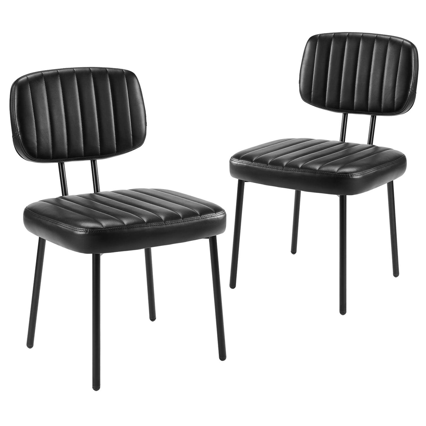 Aukfa Modern Kitchen Dining Chairs Set of 2 with Faux Leather Cushion, Black