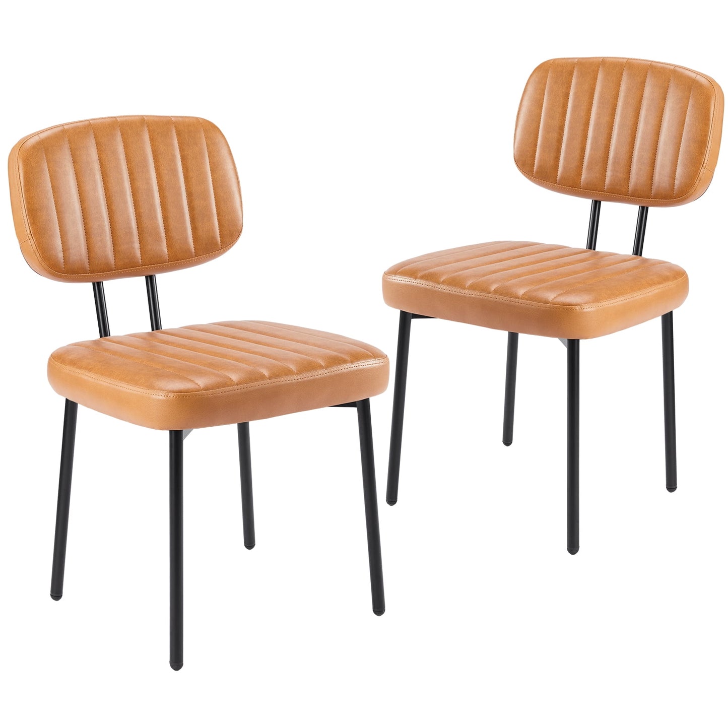 Aukfa Modern Kitchen Dining Chairs Set of 2 with Faux Leather Cushion, Brown