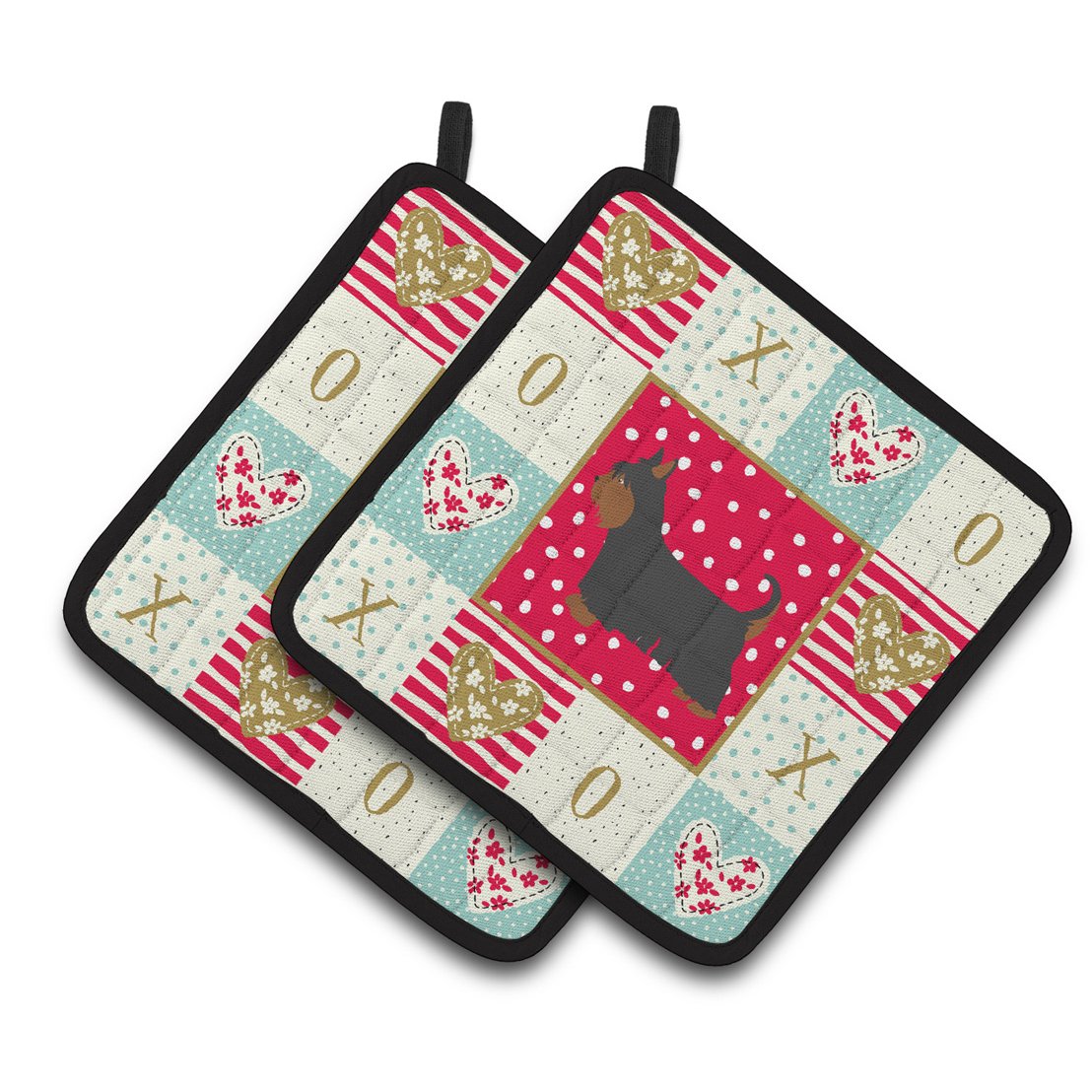 Australian Silky Terrier Love Pair of Pot Holders