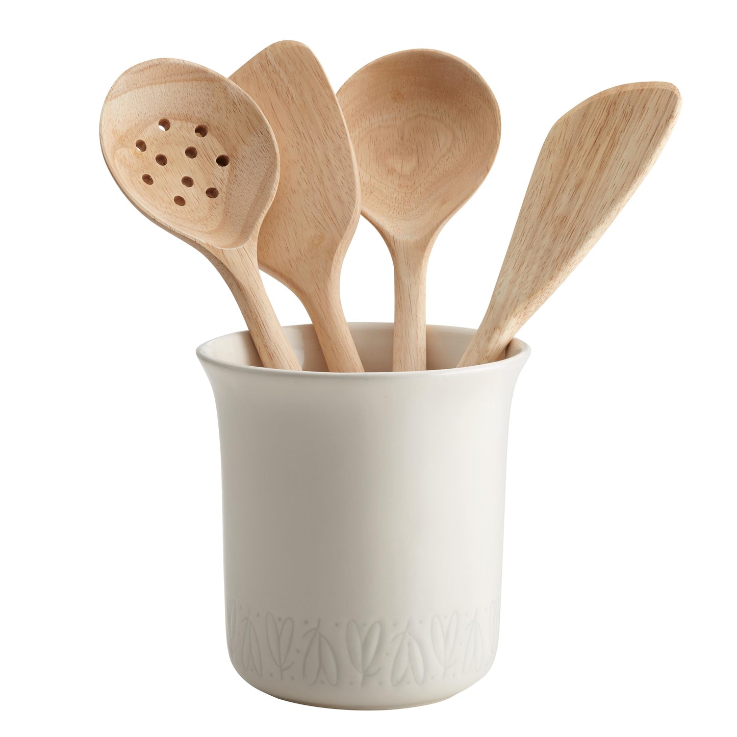 Ayesha Curry Home Collection Vasija de Herramientas de Cerámica Vainilla Francesa