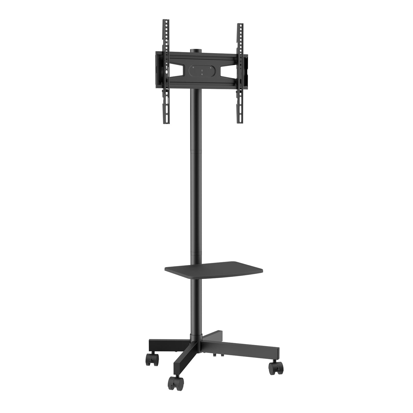 BENTISM Modern Rolling TV Stand Height Adjustable Mobile TV Cart Floor TV Stand with Projector Shelf for 23"-60" TVs with Lockable Wheels & A Tray