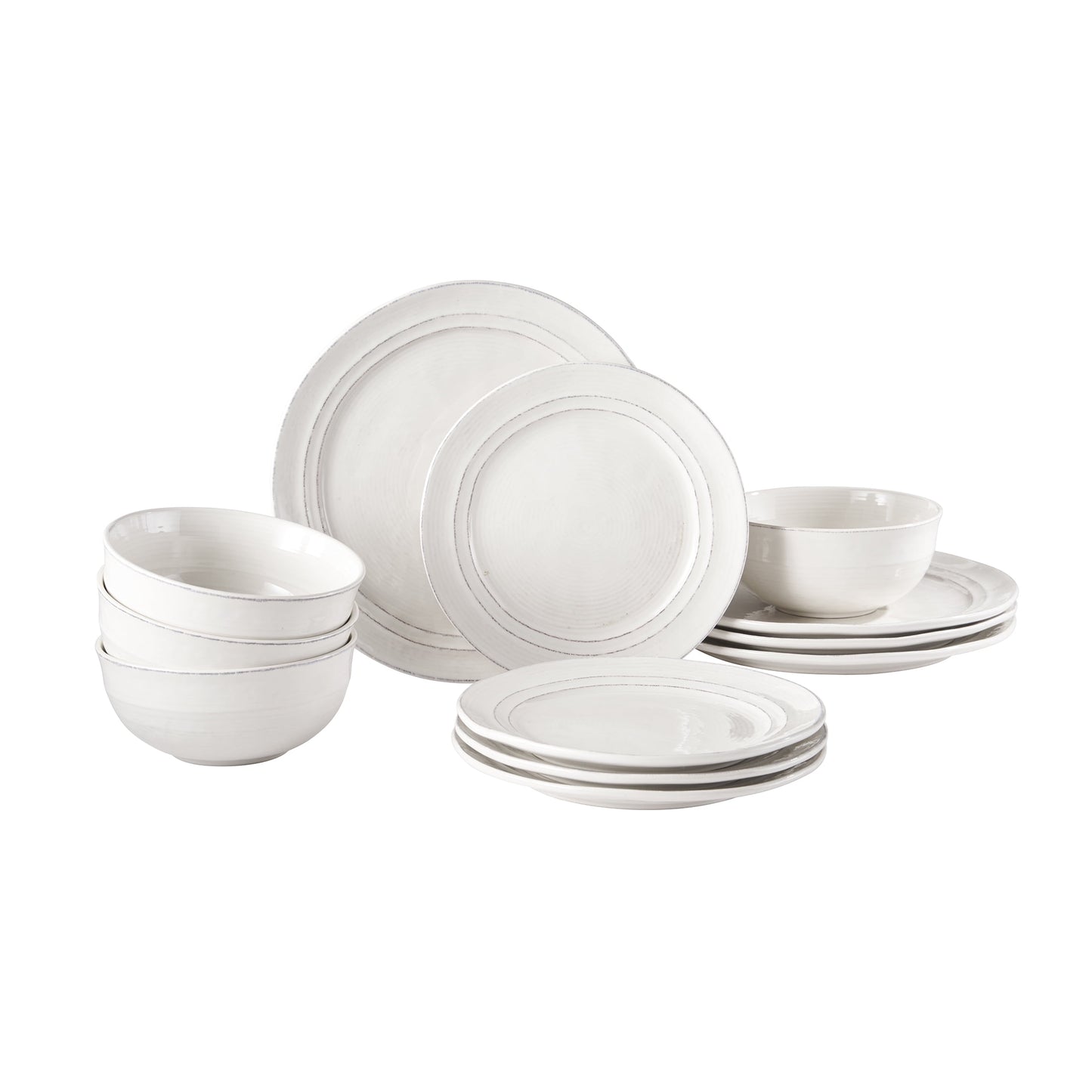 Better Homes & Gardens Artisan White Stoneware Dinnerware Set, 12-Piece