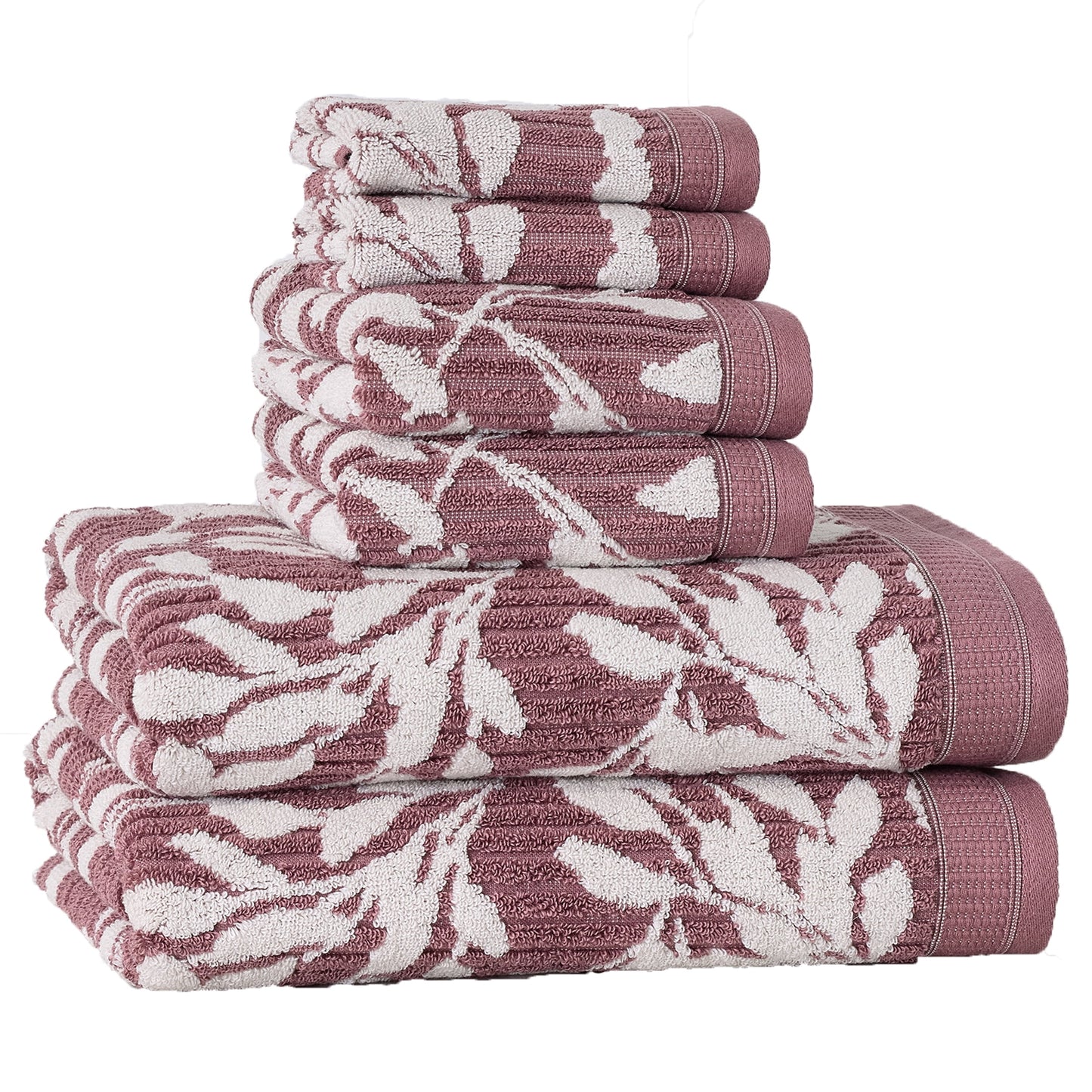 Better Homes & Gardens Signature Soft Floral 6 Piece Towel Set,Violet Gem/Vanilla Dream