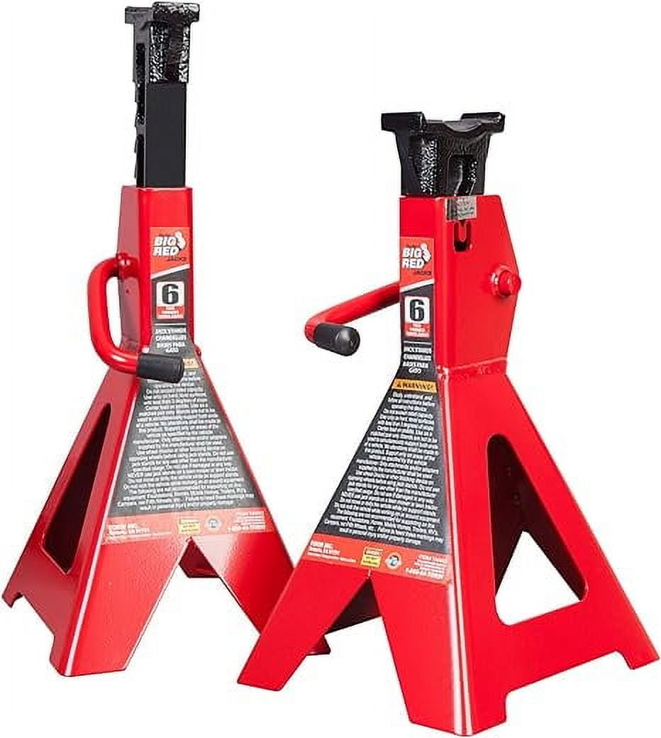 BIG RED T46202 Torin Steel Jack Stands: 6 Ton (12,000 lb) Capacity, Red, 1 Pair