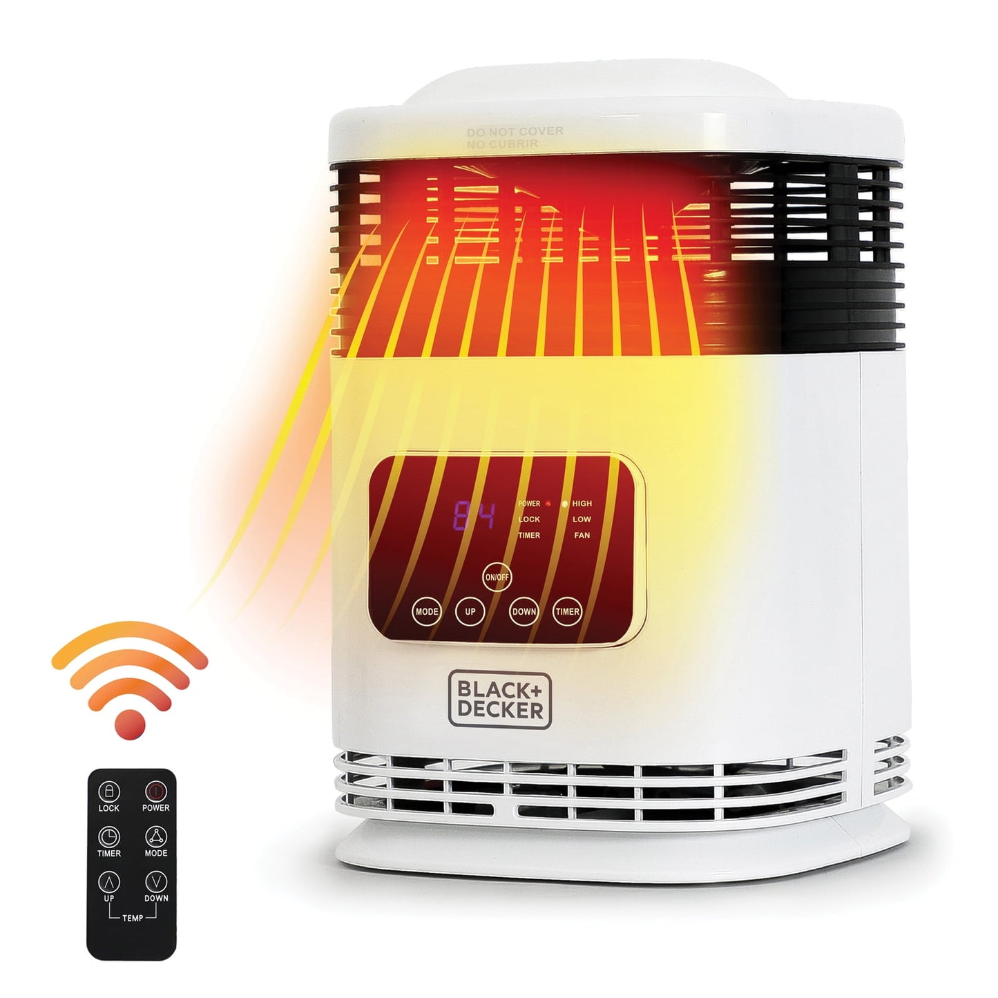 BLACK+DECKER 1,500-Watt-Max Mini 360° Surround Heater with Digital Display and Remote, White, BH1607