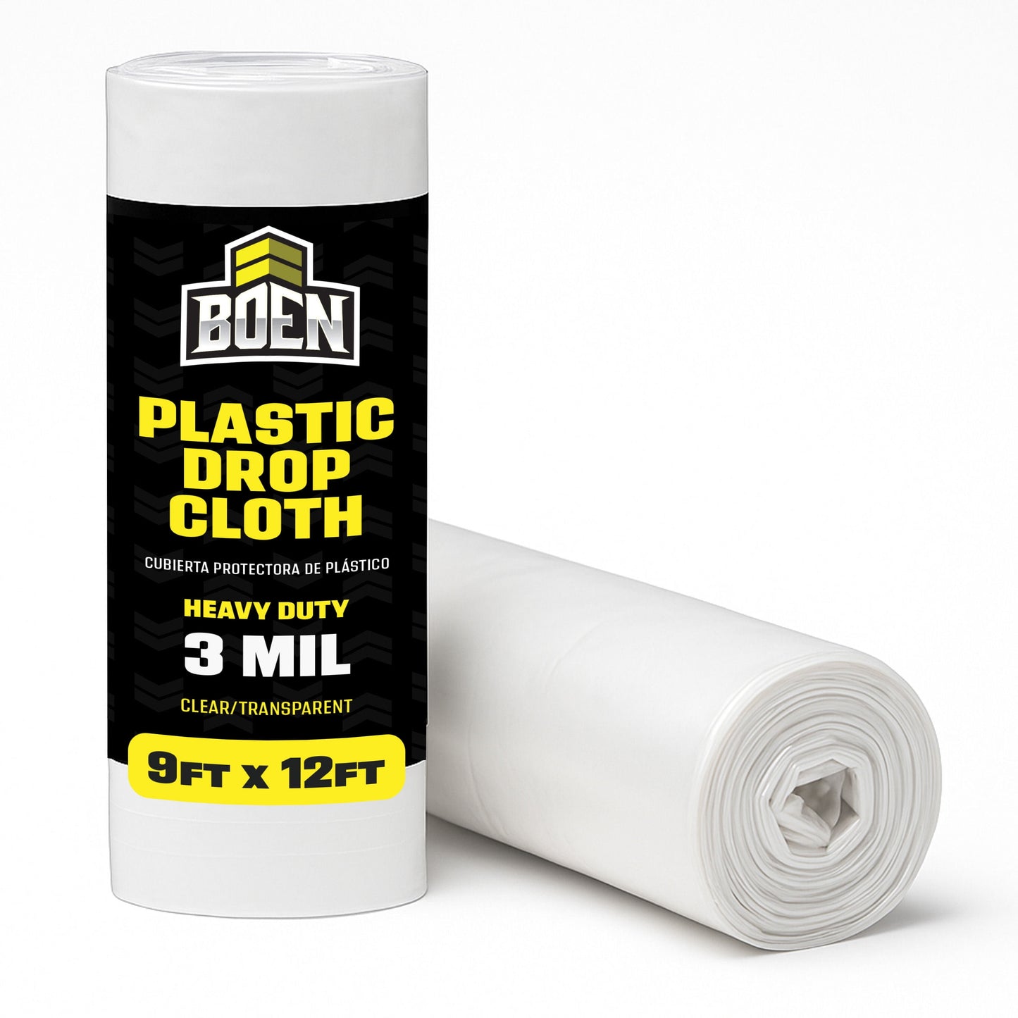 BOEN 9x12 Plastic Drop Cloth – 12-pack 3 Mil Painters Plastic Sheeting Roll – Waterproof Dust & Paint Cover for Furniture, Floors, Moving & Window Insulation – Disposable Tarp for Home Renovation
