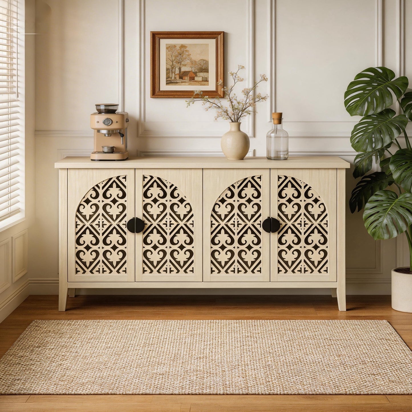 BSHTI Hollow-Carved 3-Drawer Dresser – Modern Storage Chest with Metal Handles, Anti-Tip Safety, for Living Room, Bedroom, Study, White