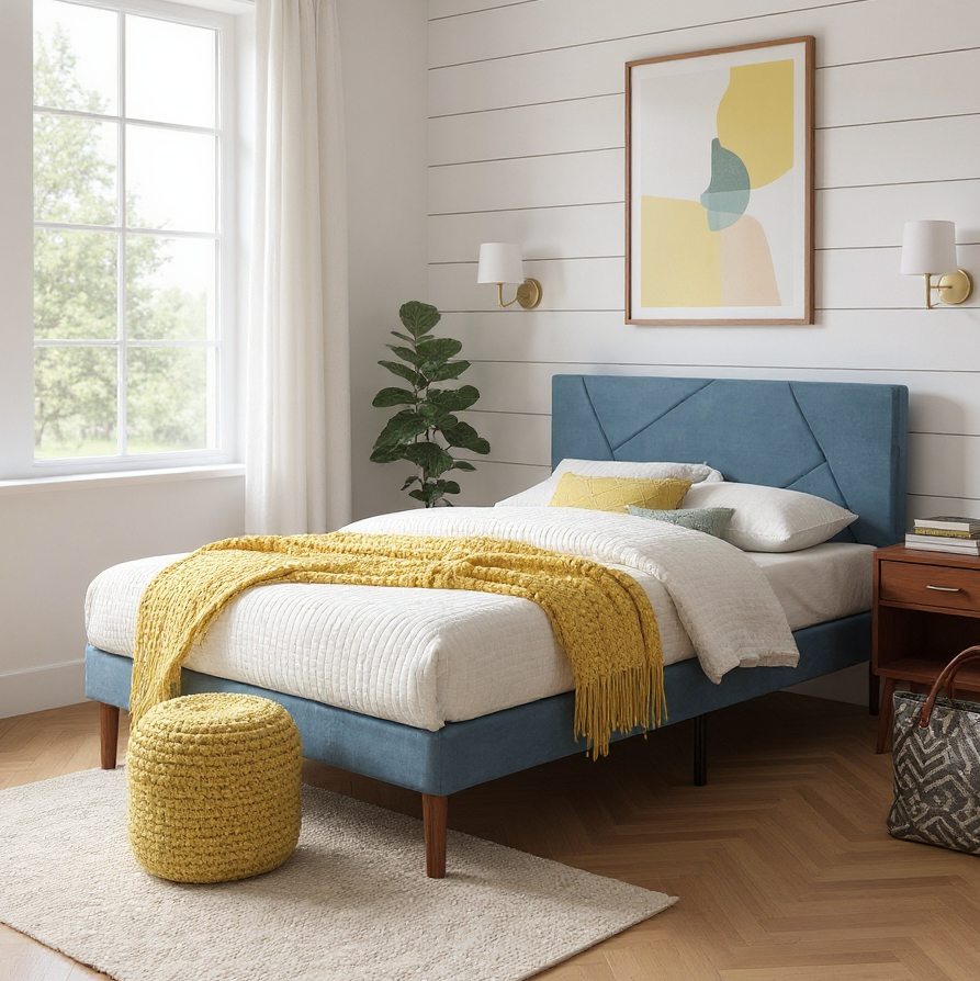 BSHTI Full Size Bed Frame, Heavy Duty Metal Bed Frame with Underbed Storage, No Box Spring Required