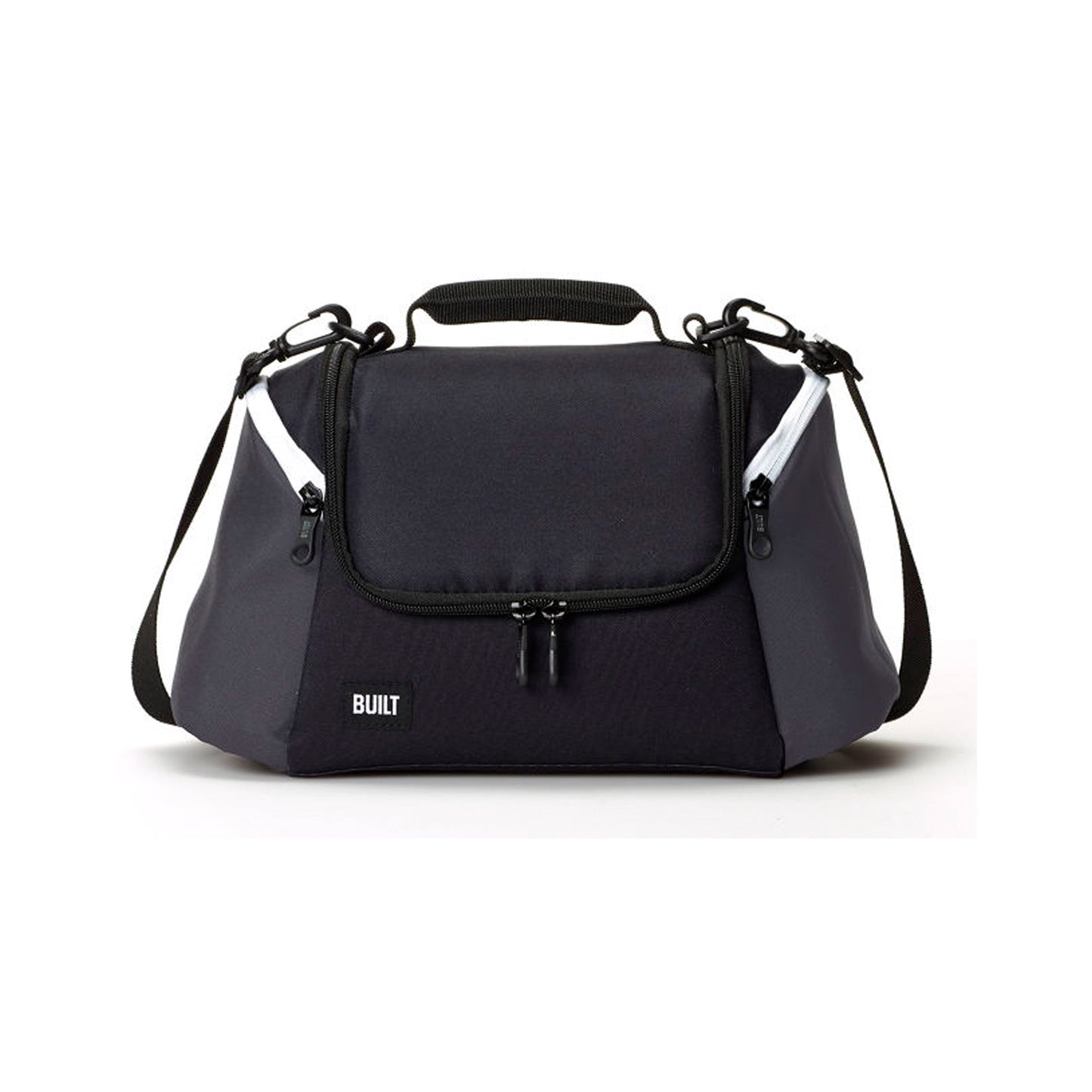 BUILT All Day Insulated Polyester Lunch Bag in Black with Gray Accents, Insulated Lunch Bag for Work or School, Reusable, Durable, and Easy to Clean