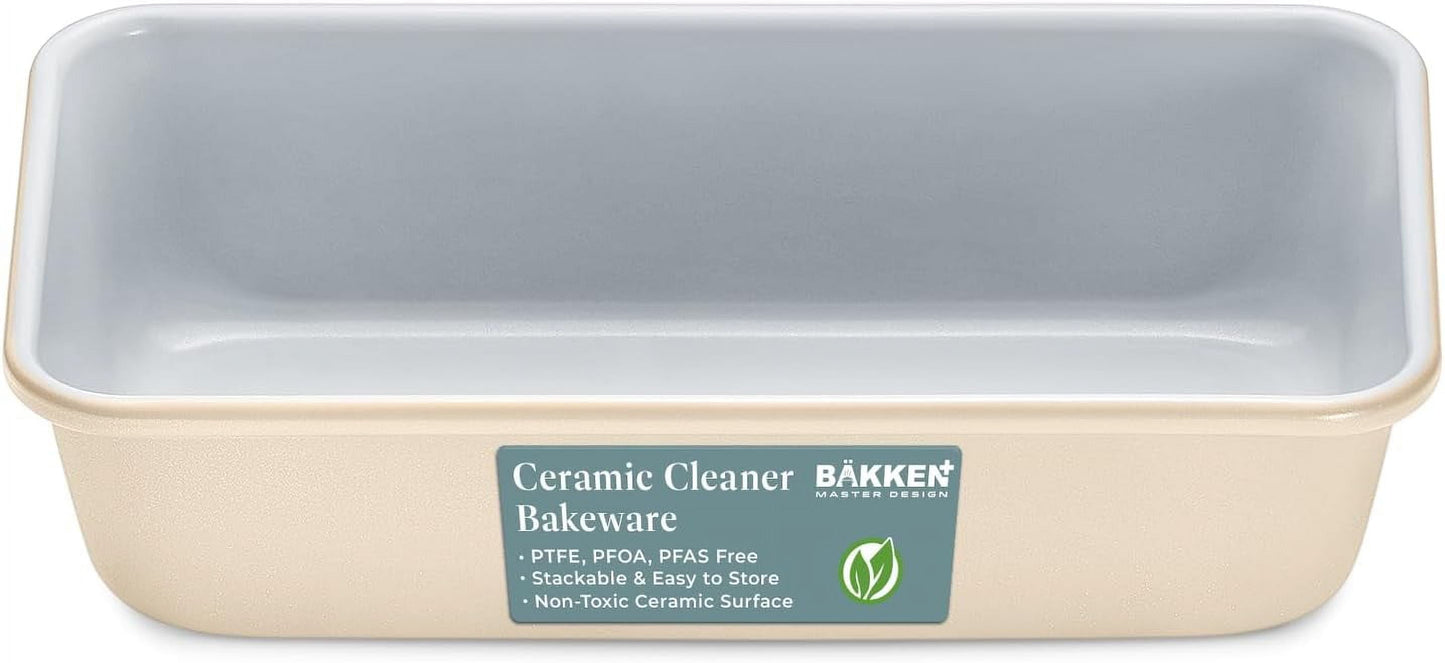 Bakken- Swiss Premium Loaf Pan, Aluminized Steel, Ceramic Non-Stick Coating, Even Heat Distribution, Non-Toxic, 9 x 4.7 x 2.3 inches, Stylish Colors
