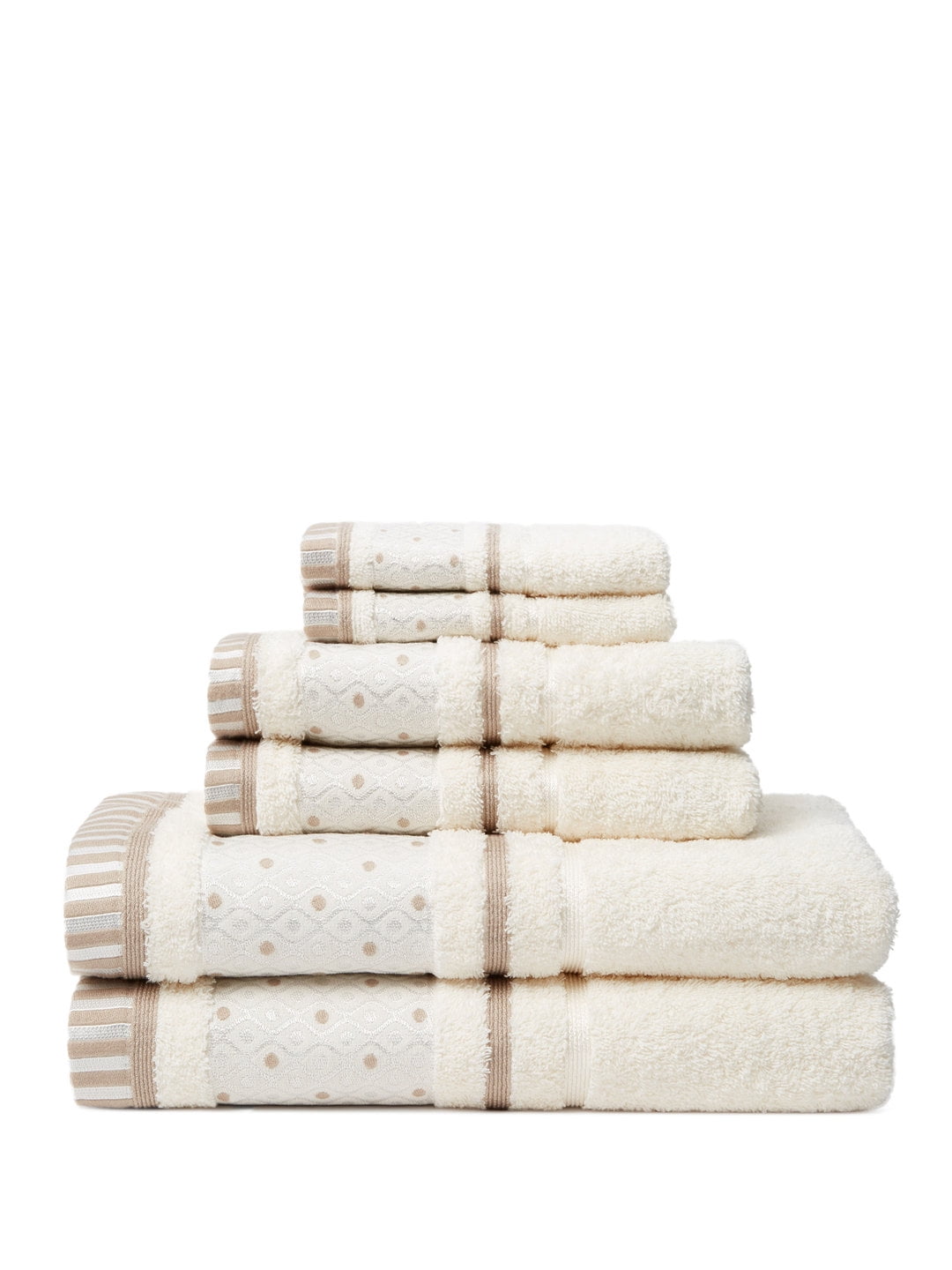 Balio 6-Piece 100% Cotton Bath Hand Wash Towel Set in Crème
