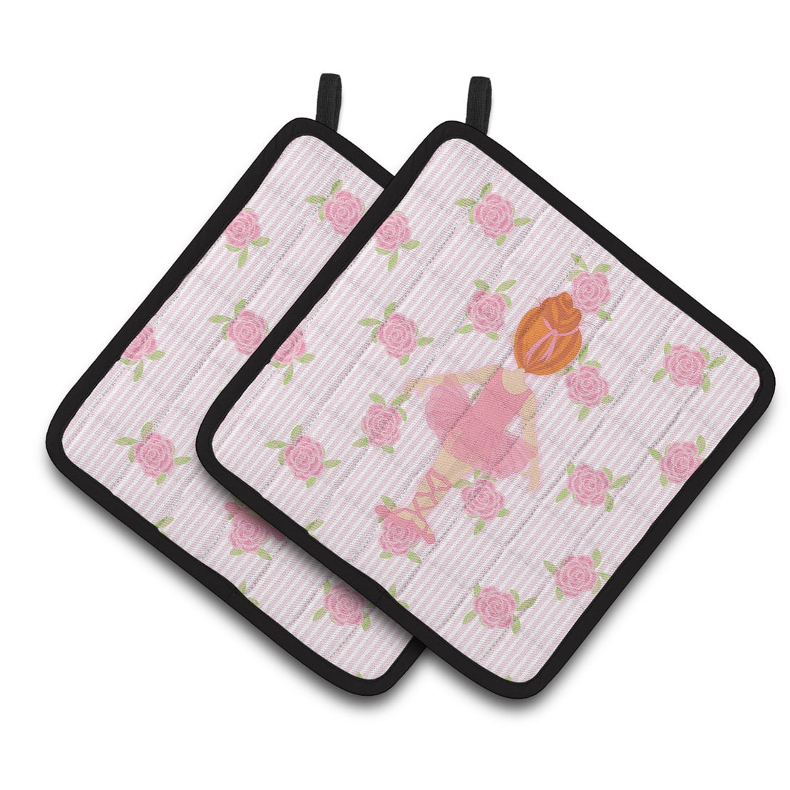 Ballerina Red Head Back Pose Pair of Pot Holders