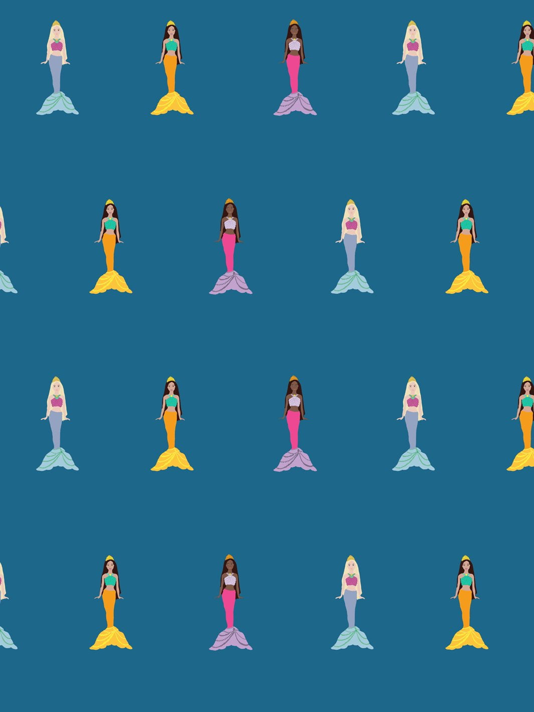 Barbie Mermaids Removable Vinyl Wallpaper, Cadet Blue