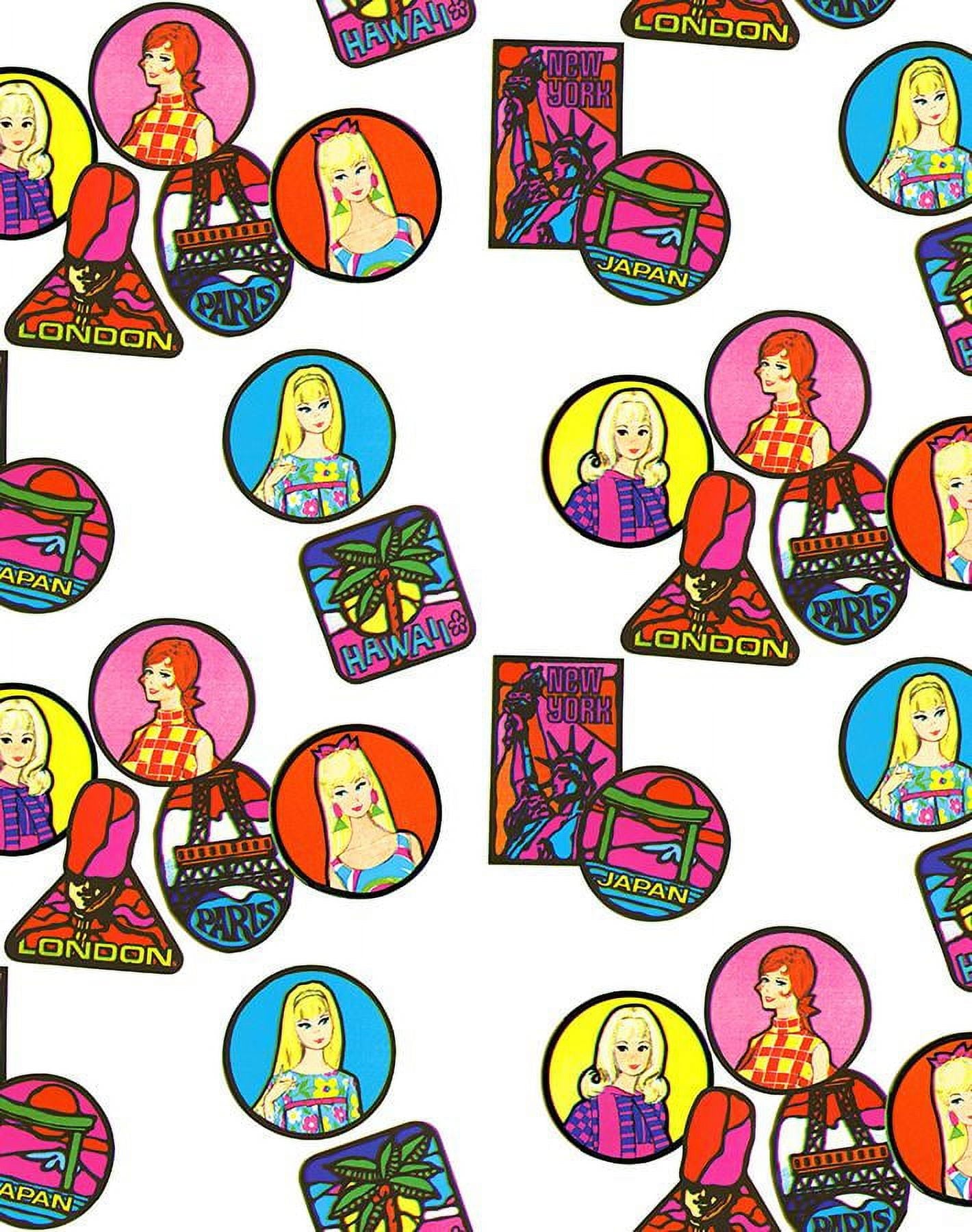 Barbie Travel Patches Removable Vinyl Wallpaper, White