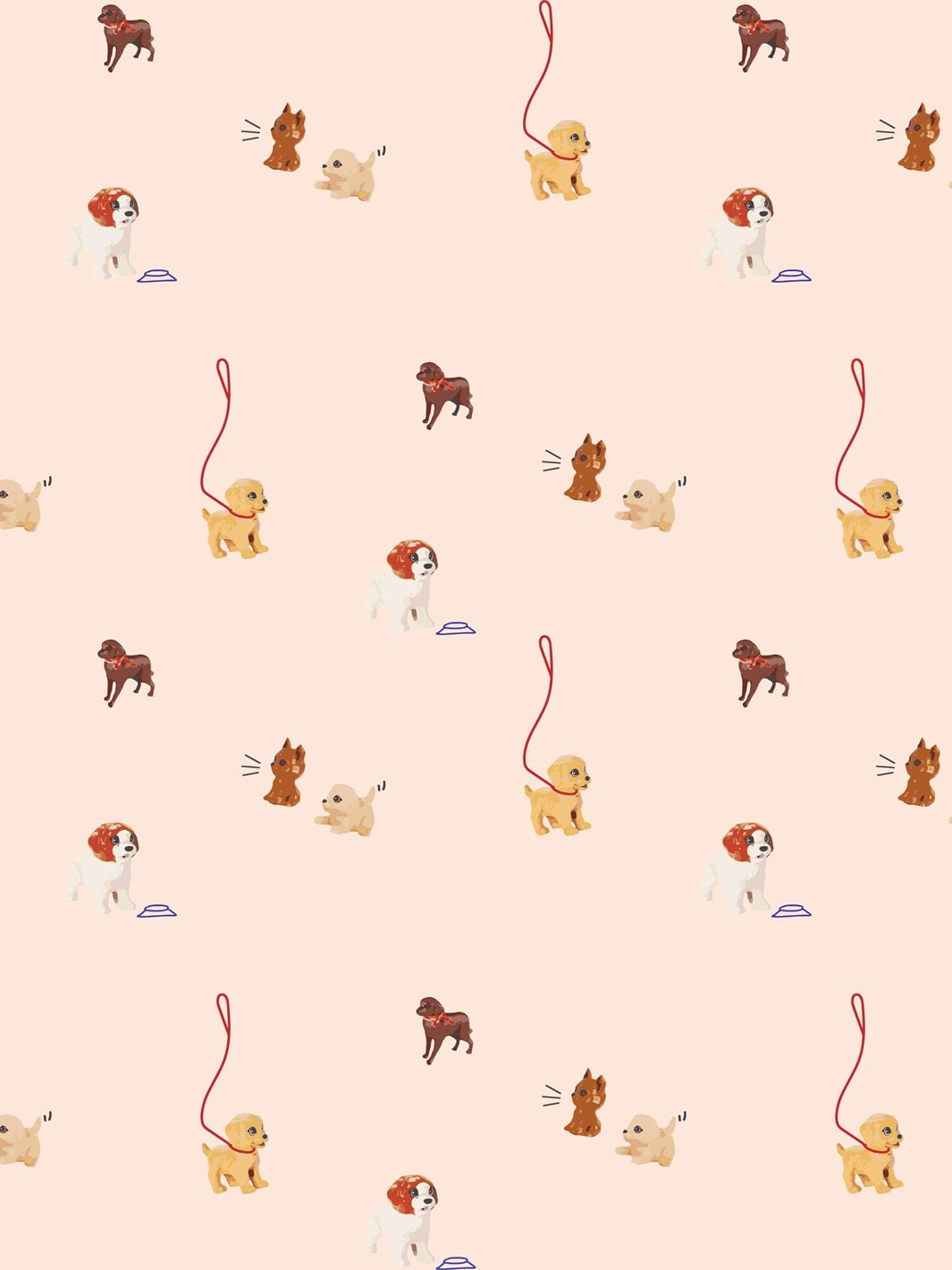 Barbie's Pups Removable Vinyl Wallpaper, Peach
