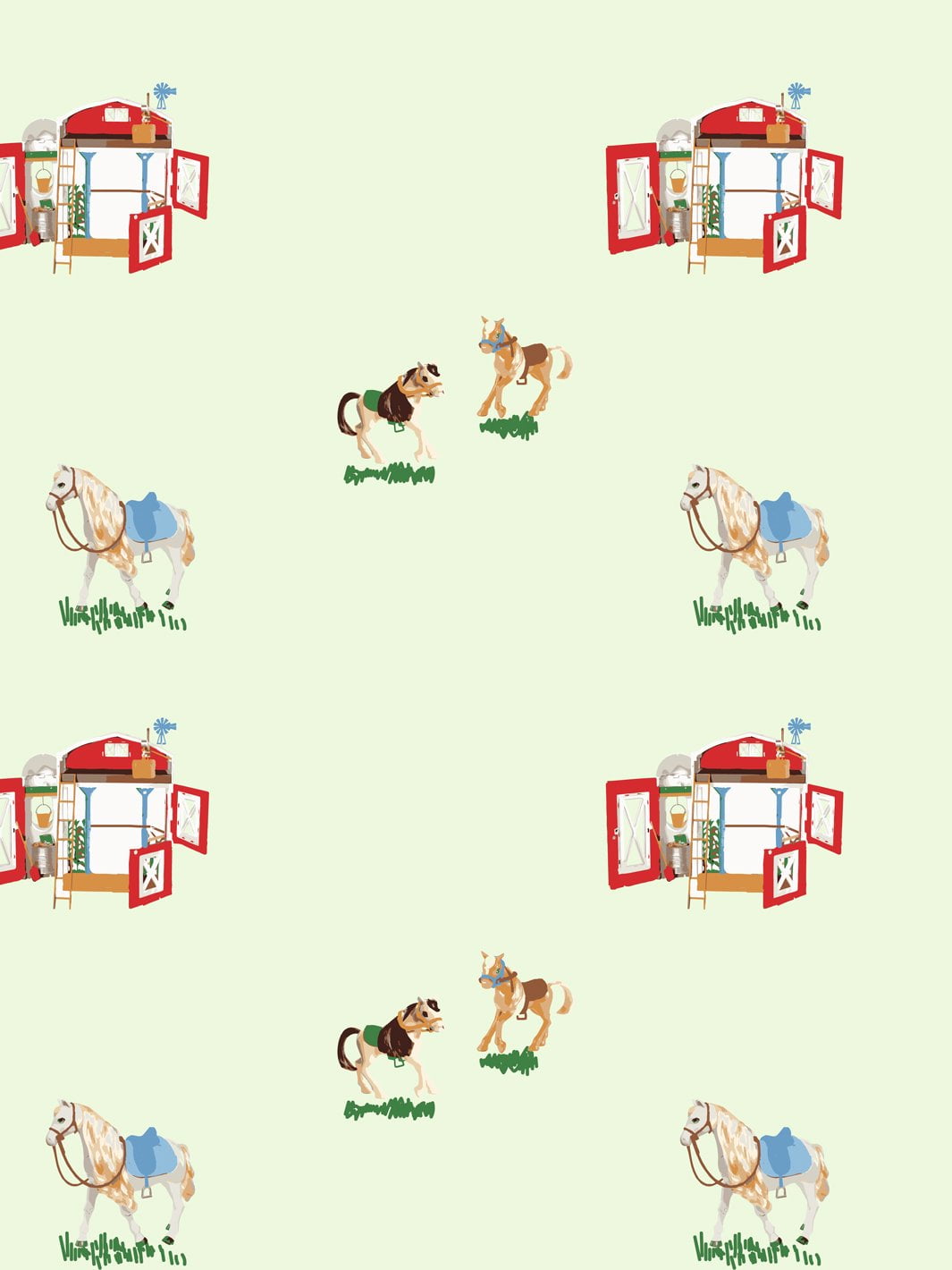 Barbie's Stable Removable Vinyl Wallpaper, Mint