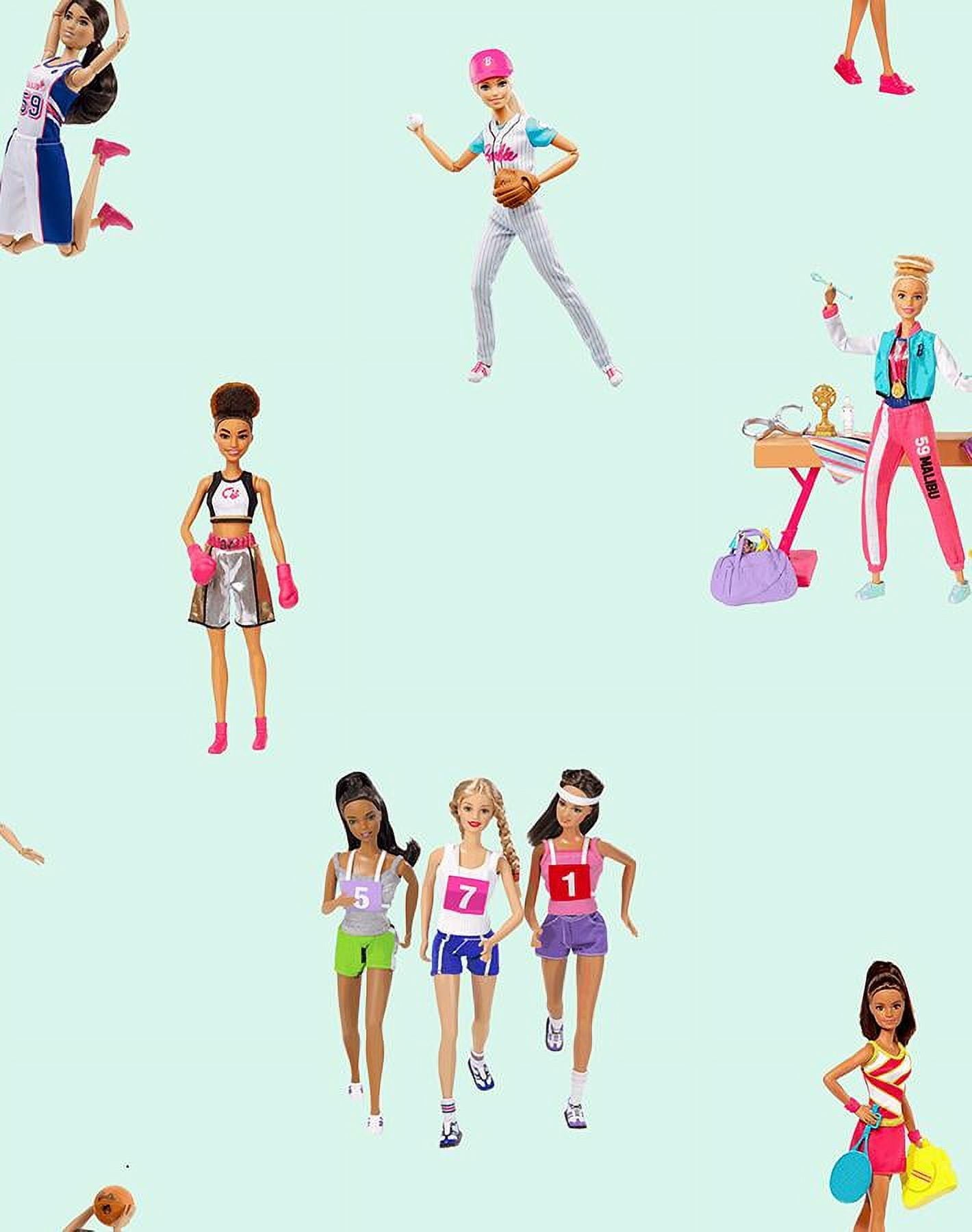 Barbie the Athlete Removable Vinyl Wallpaper, Robin's Egg