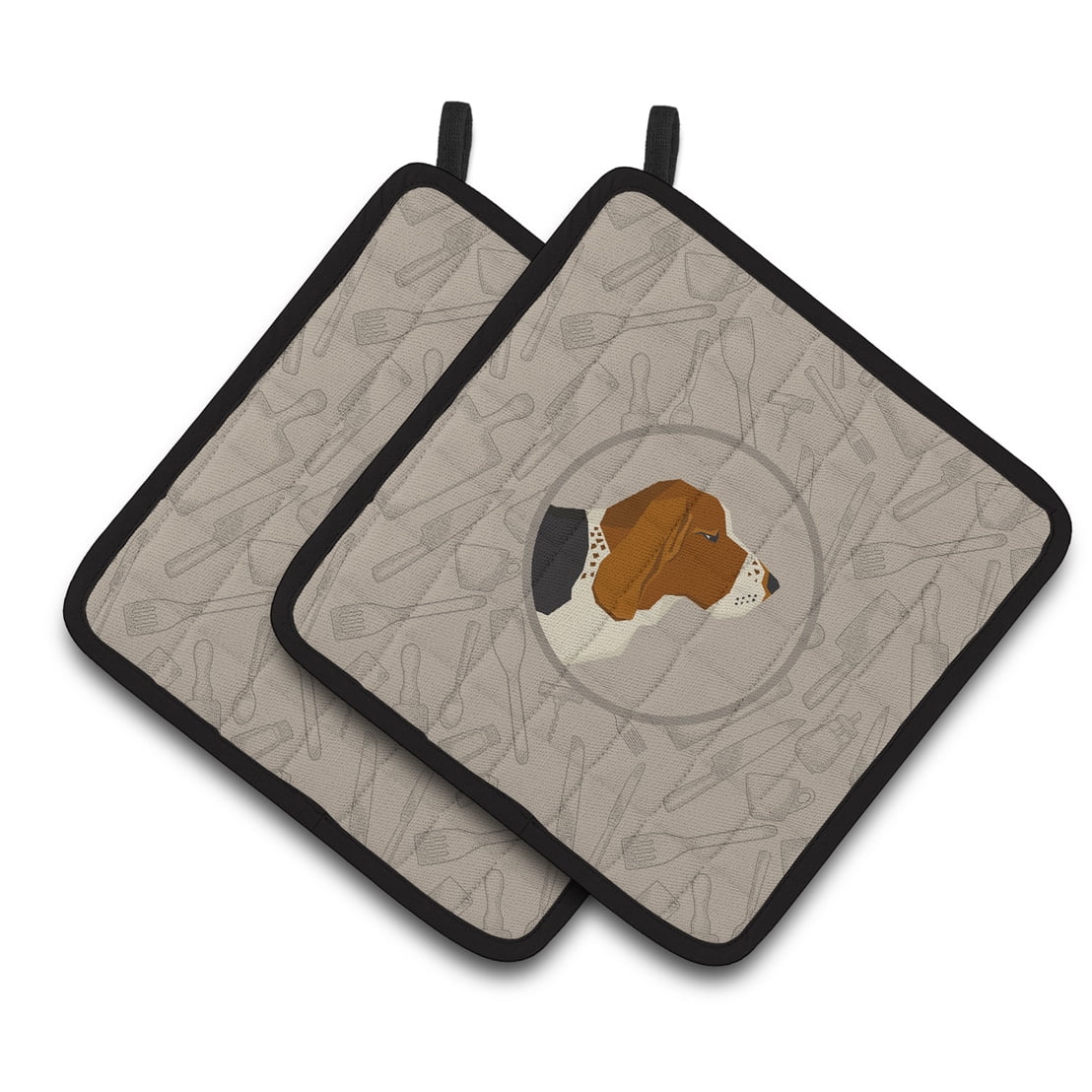 Basset Hound In the Kitchen Pair of Pot Holders