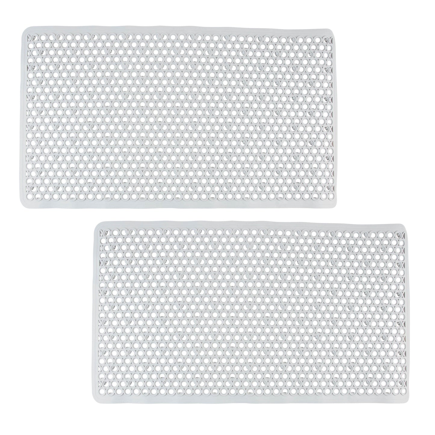Bath Bliss 2 Pack Self-Draining PVC Bathmats in White