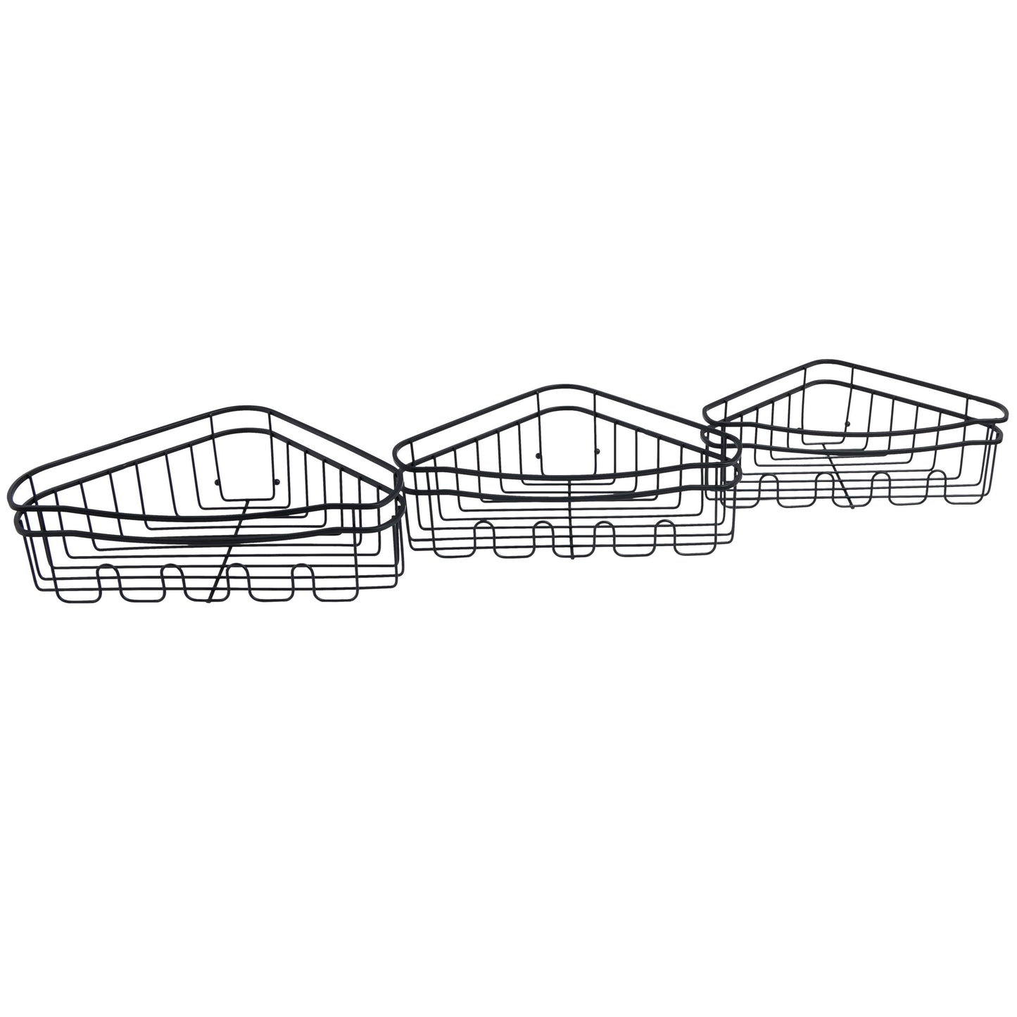 Bath Bliss 3pc Adhesive Mounted Corner Shower Caddy in Black