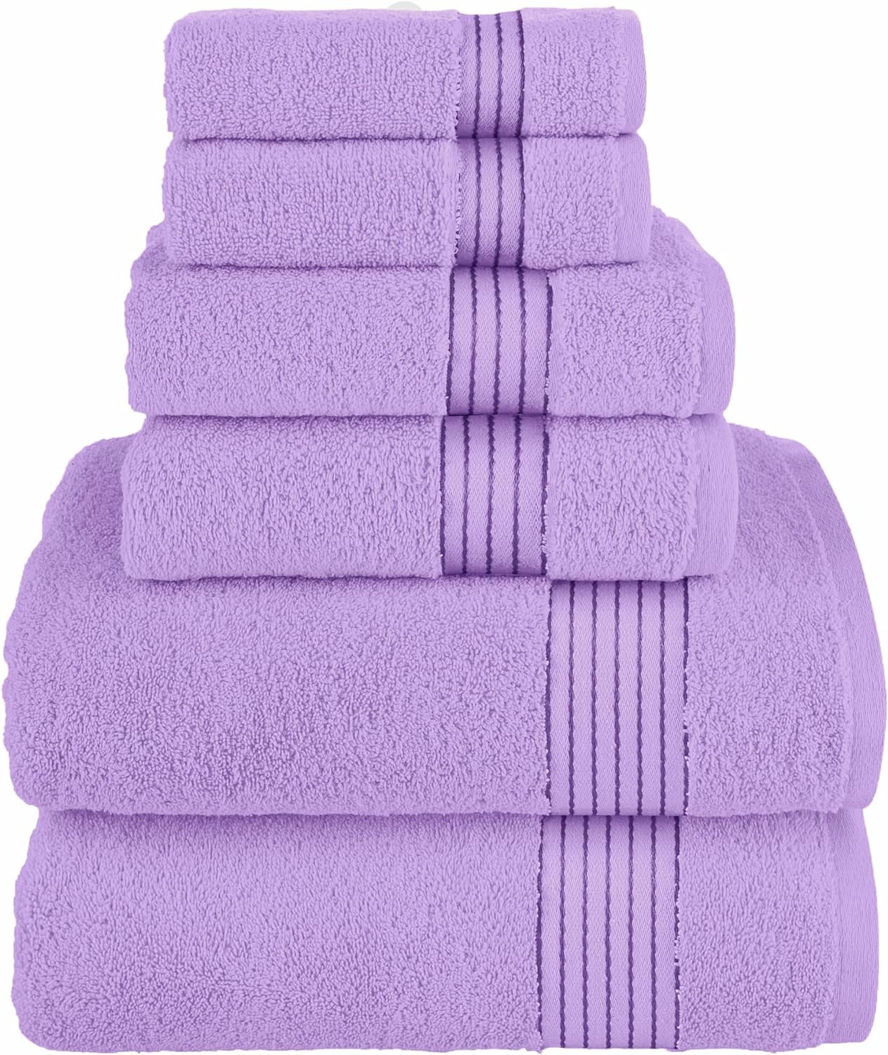 Bath Towels Set 6-Piece Original Turkish Cotton Soft, Absorbent and Premium Towel for Bathroom, Lilac