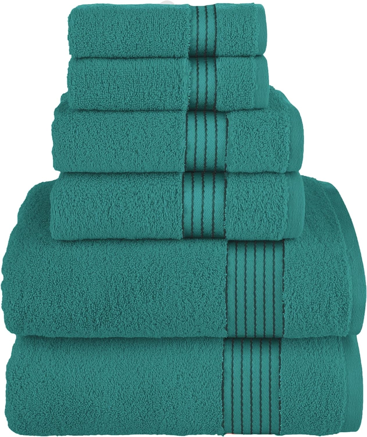 Bath Towels Set 6-Piece Original Turkish Cotton Soft, Absorbent and Premium Towel for Bathroom, Turquoise
