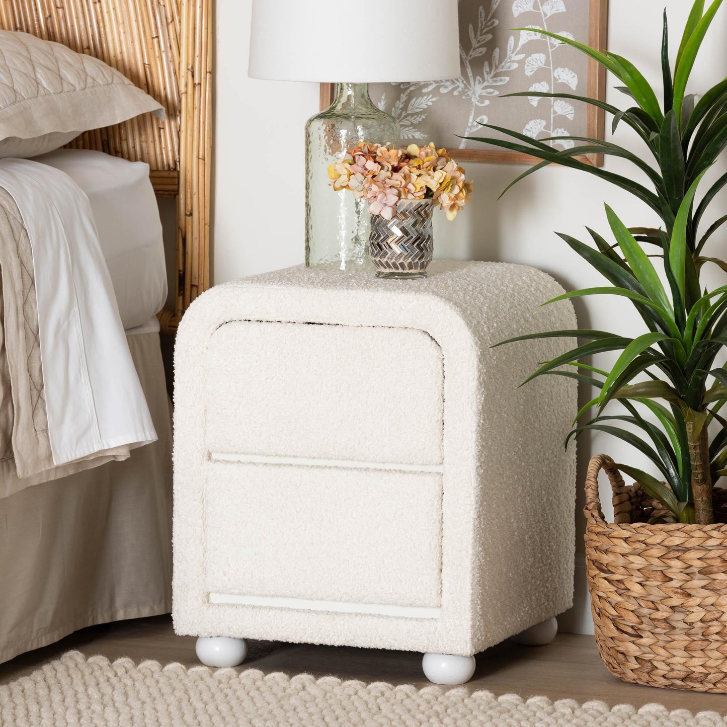 Baxton Studio Bonilla Modern Nightstand, 2-Drawer, White