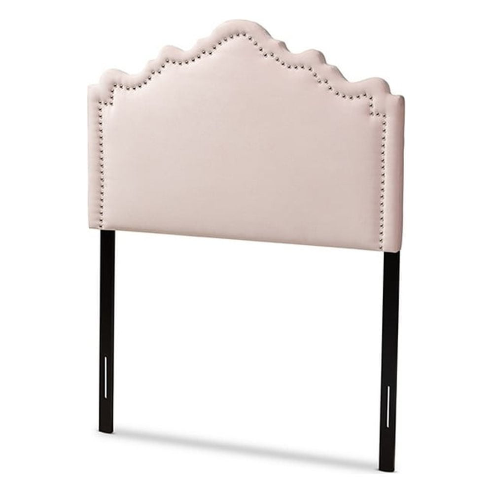 Baxton Studio Nadeen Contemporary Velvet Twin Headboard in Light Pink