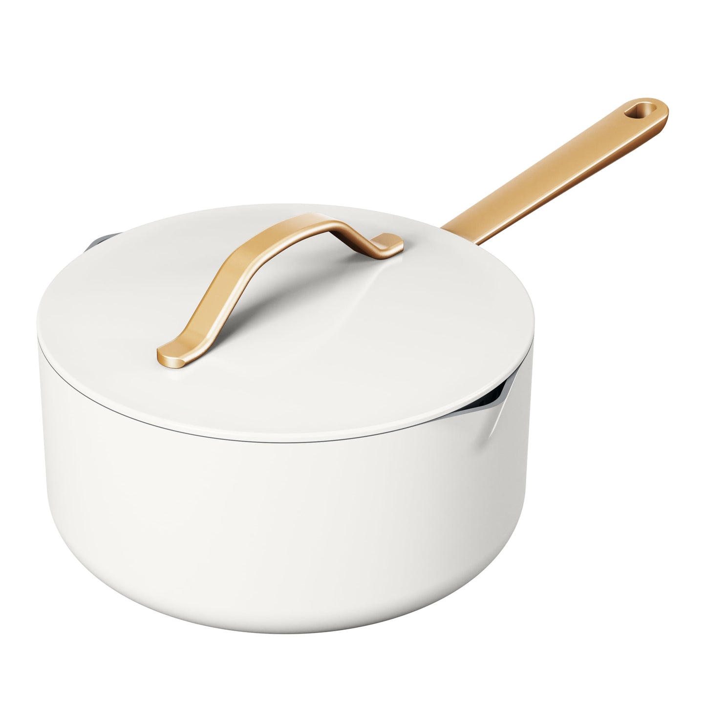 Beautiful 3 Quart Evergood Non-Toxic Ceramic Nonstick Coating Covered Sauce Pan with Strainer Lid, White Icing by Drew Barrymore