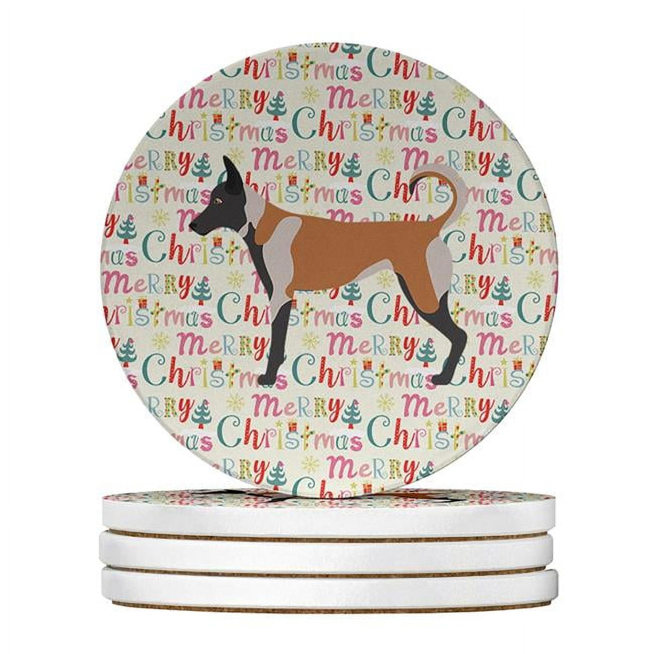 Belgian Malinois Merry Christmas Large Sandstone Coasters Pack of 4 4 in x 4 in