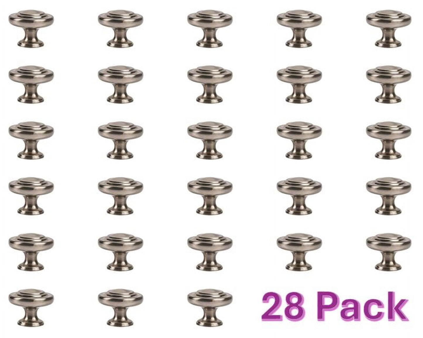 Better Homes & Gardens 1-5/16" (33mm) Turned Knob, Satin Nickel, 28 Pack
