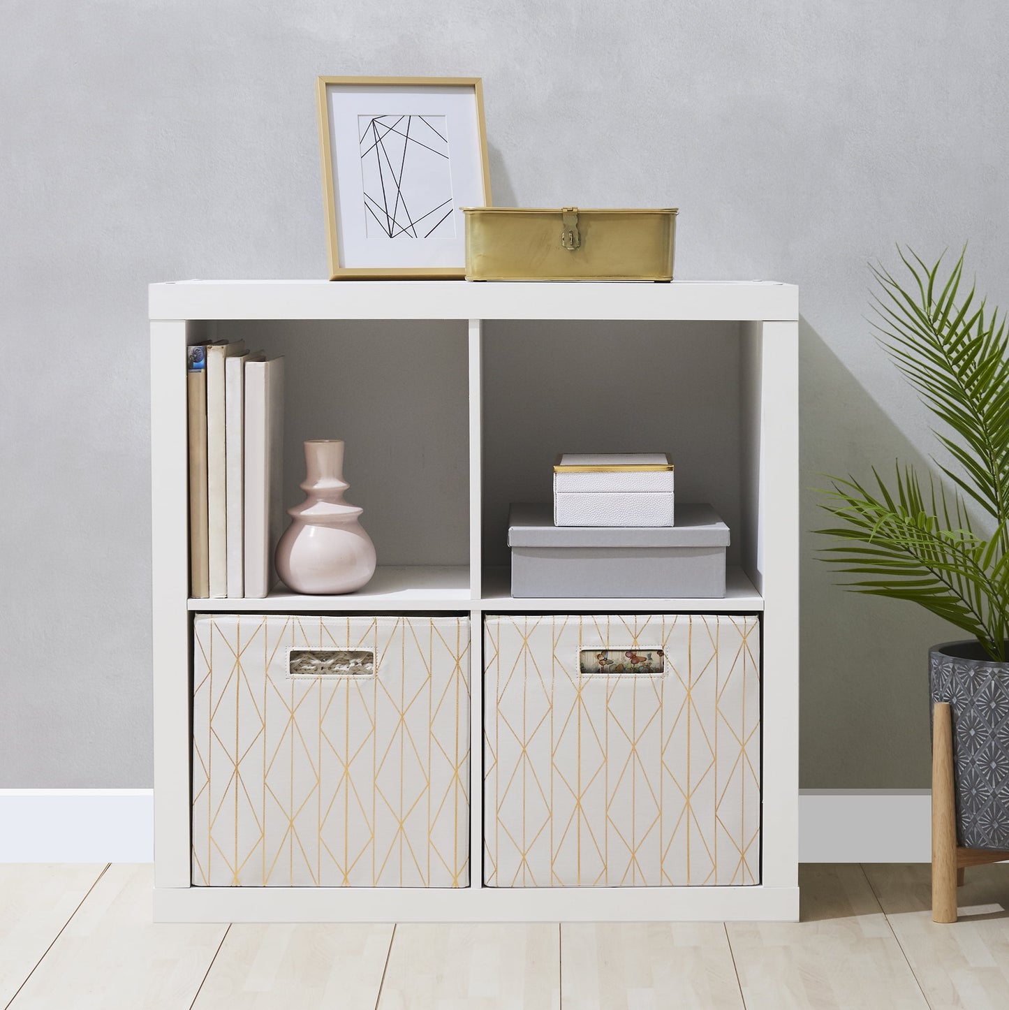 Organizador de Almacenamiento de 4 Cubos, Textura Blanca