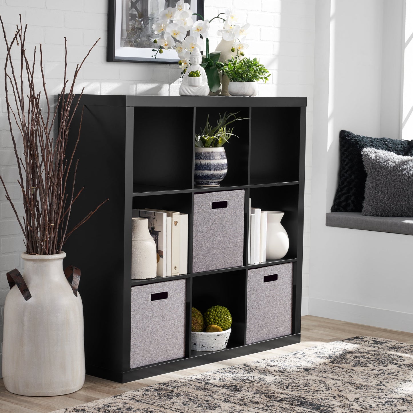 Better Homes & Gardens 9 Cube Storage Organizer, Solid Black
