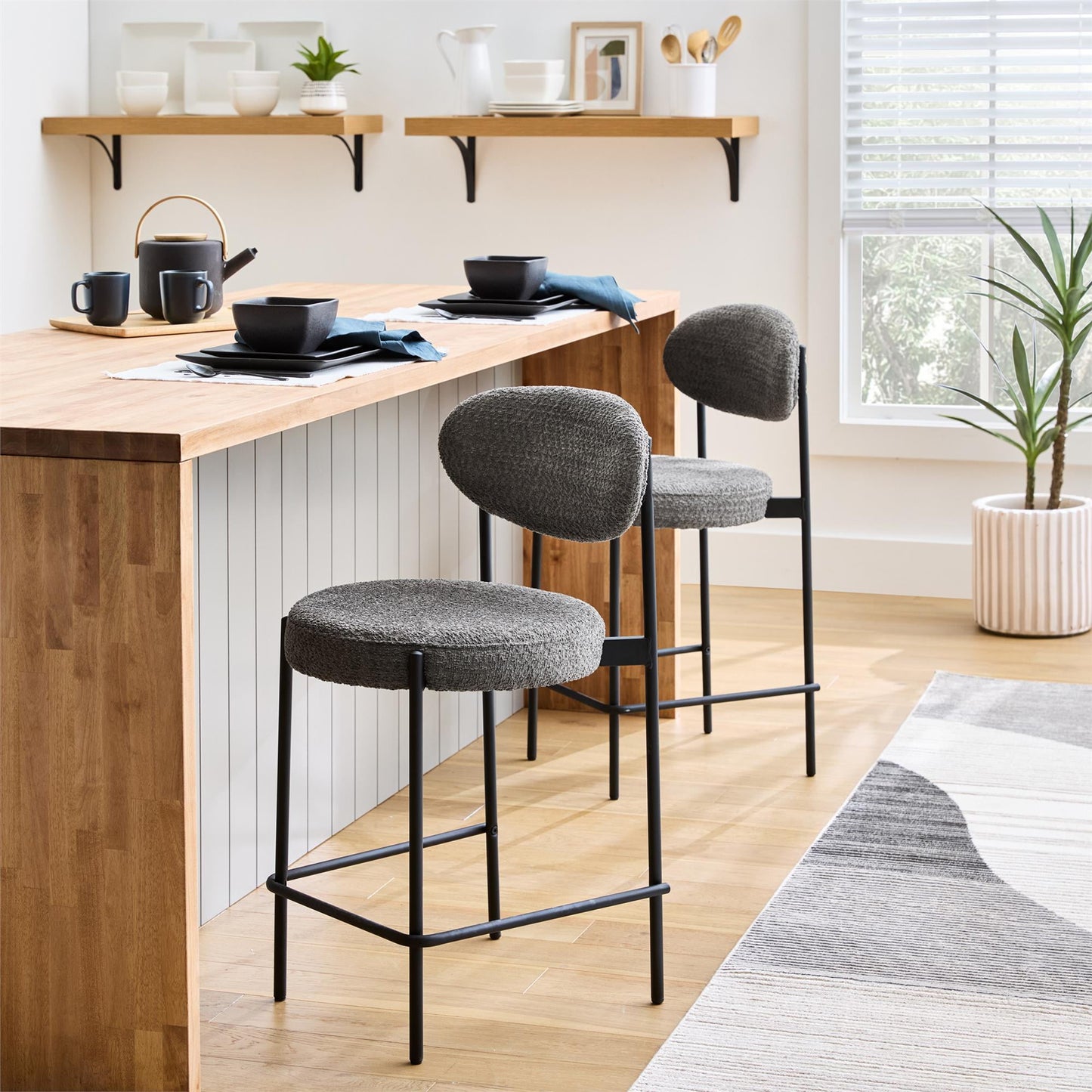 Better Homes & Gardens Boucle Counter Stool, Gray