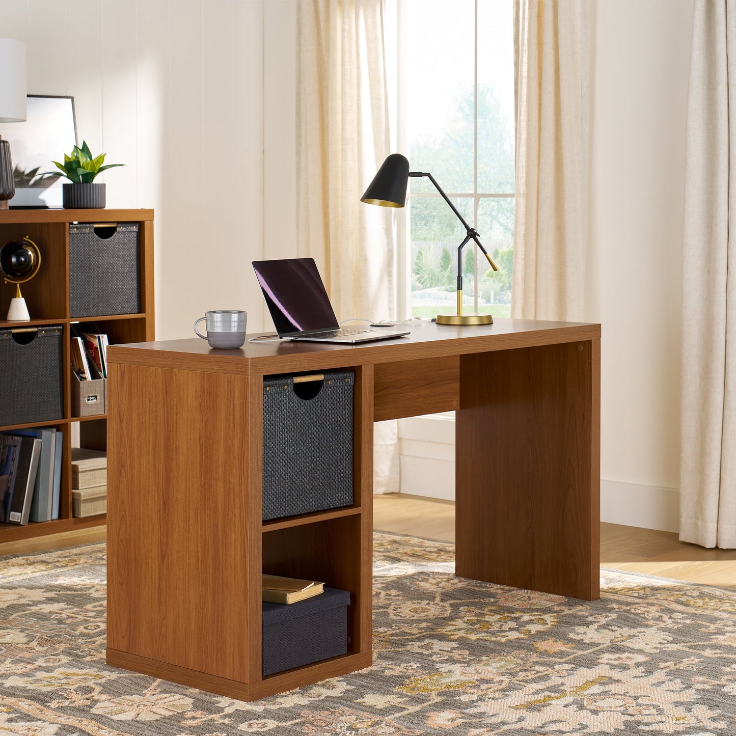 Better Homes & Gardens Cube Storage Office Desk, Acorn