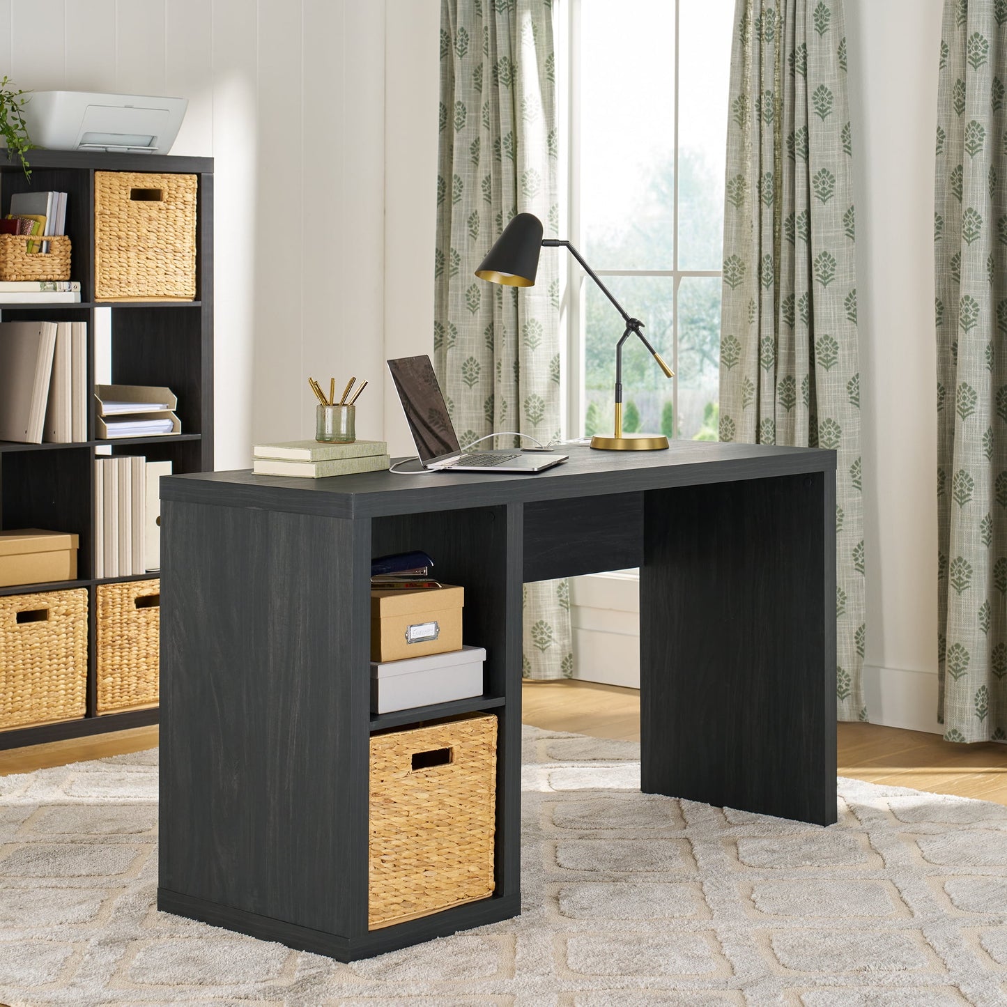 Better Homes & Gardens Cube Storage Office Desk, Charcoal